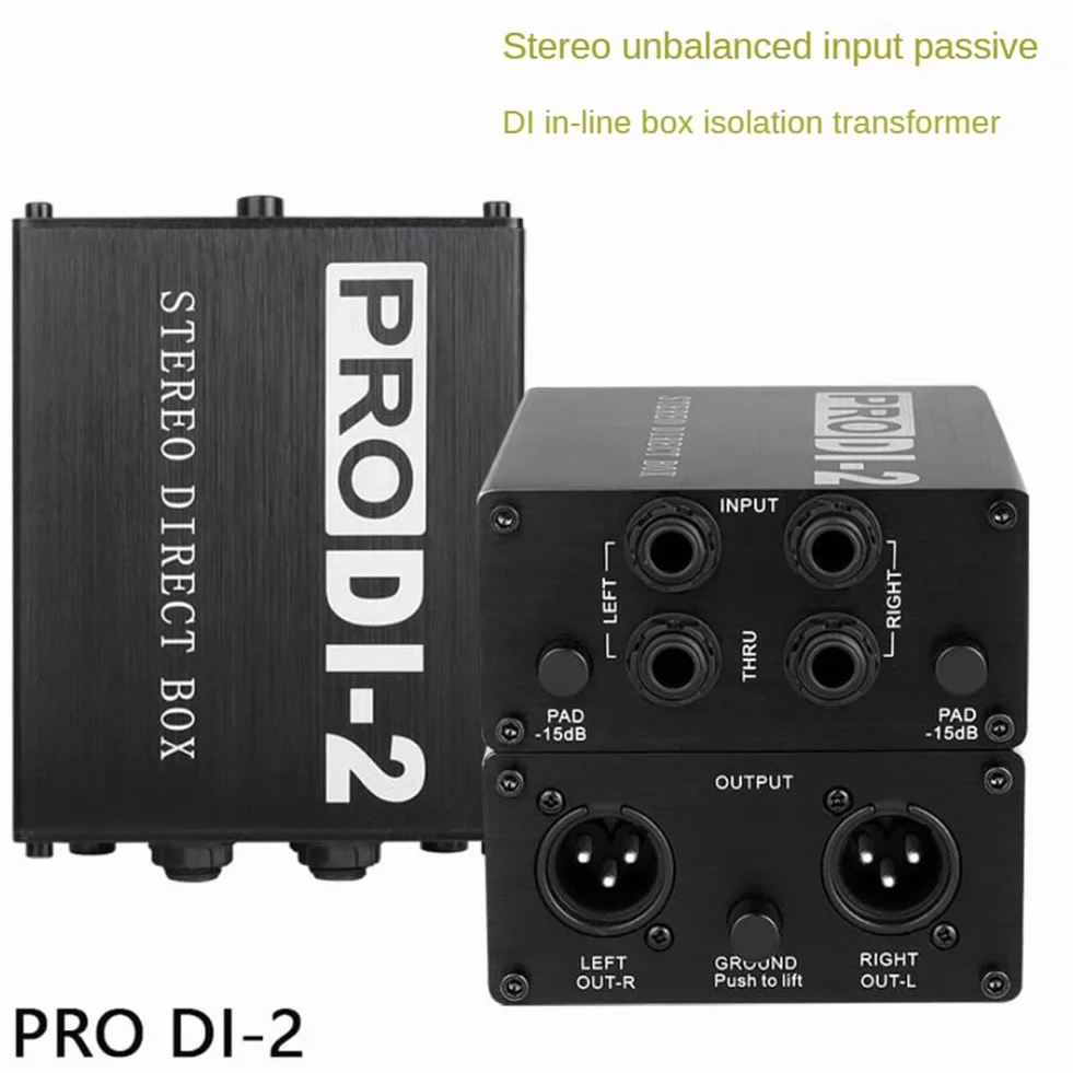 1 szt. Audio DI Box Direct Injection Box Low Noise Guitar Bass DI 2-kanałowy konwerter audio/832