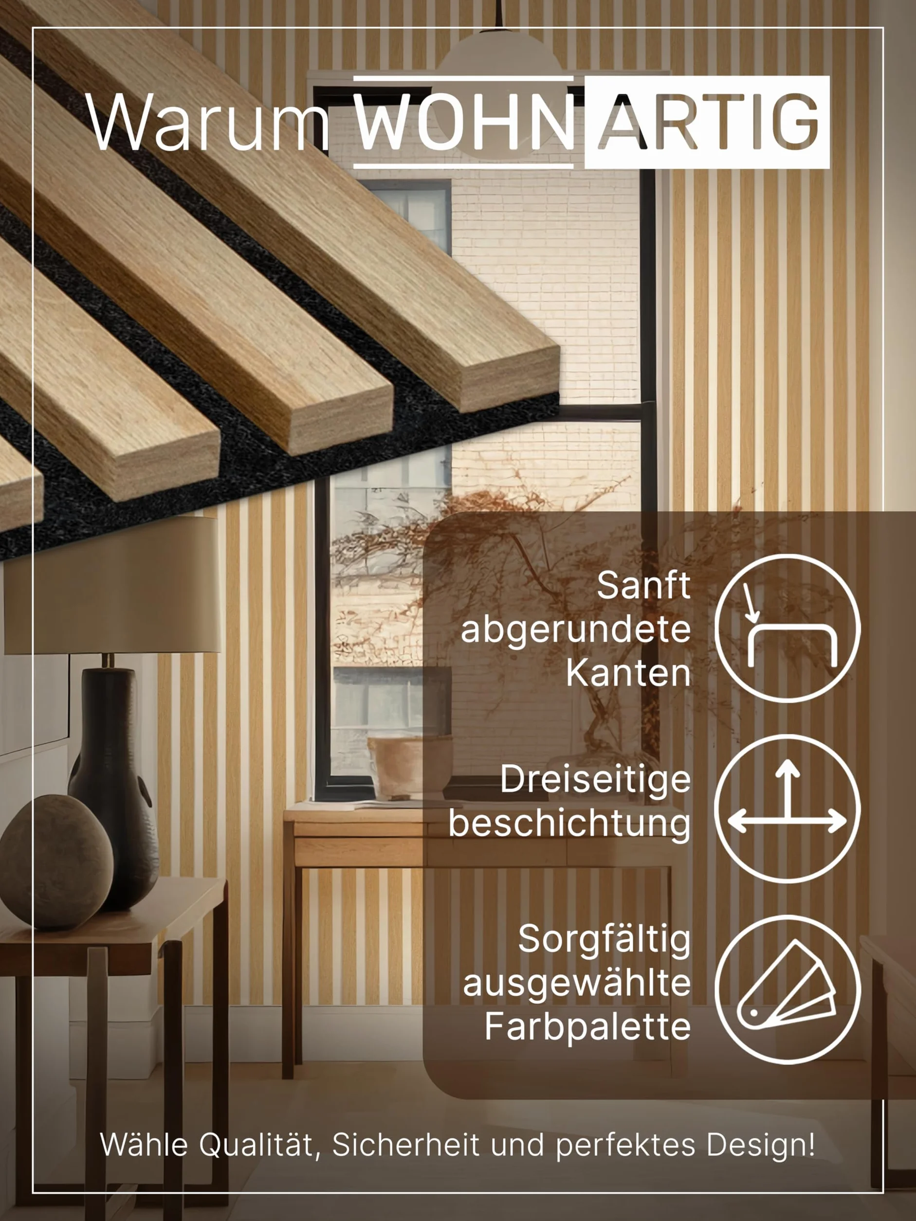 wohnartig® Panele akustyczne 1,485m² - 275cm x 54cm* zestaw - (zestaw = 2 sztuki 275cm x 27cm) | Kolor: Czarny 905 | Okładzina ścienna | Panel akustyczny | Panele ścienne na filcu | Filc akustyczny |