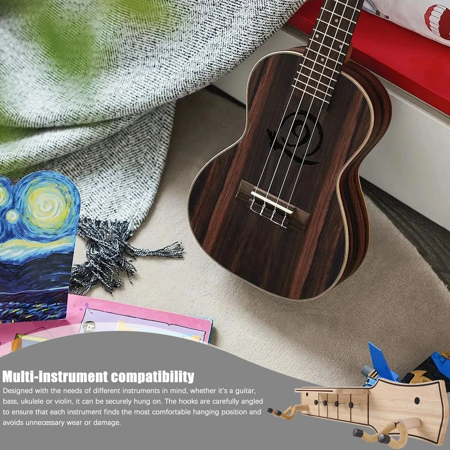 Uroczy drewniany stojak na gitarę, hak ścienny z gitarą, uchwyt ścienny gitarowy hak gitarowy wieszak na gitarę, wieszak na gitarę elektryczną, drewniany stojak gitarowy uchwyt gitarowy, haczyki do