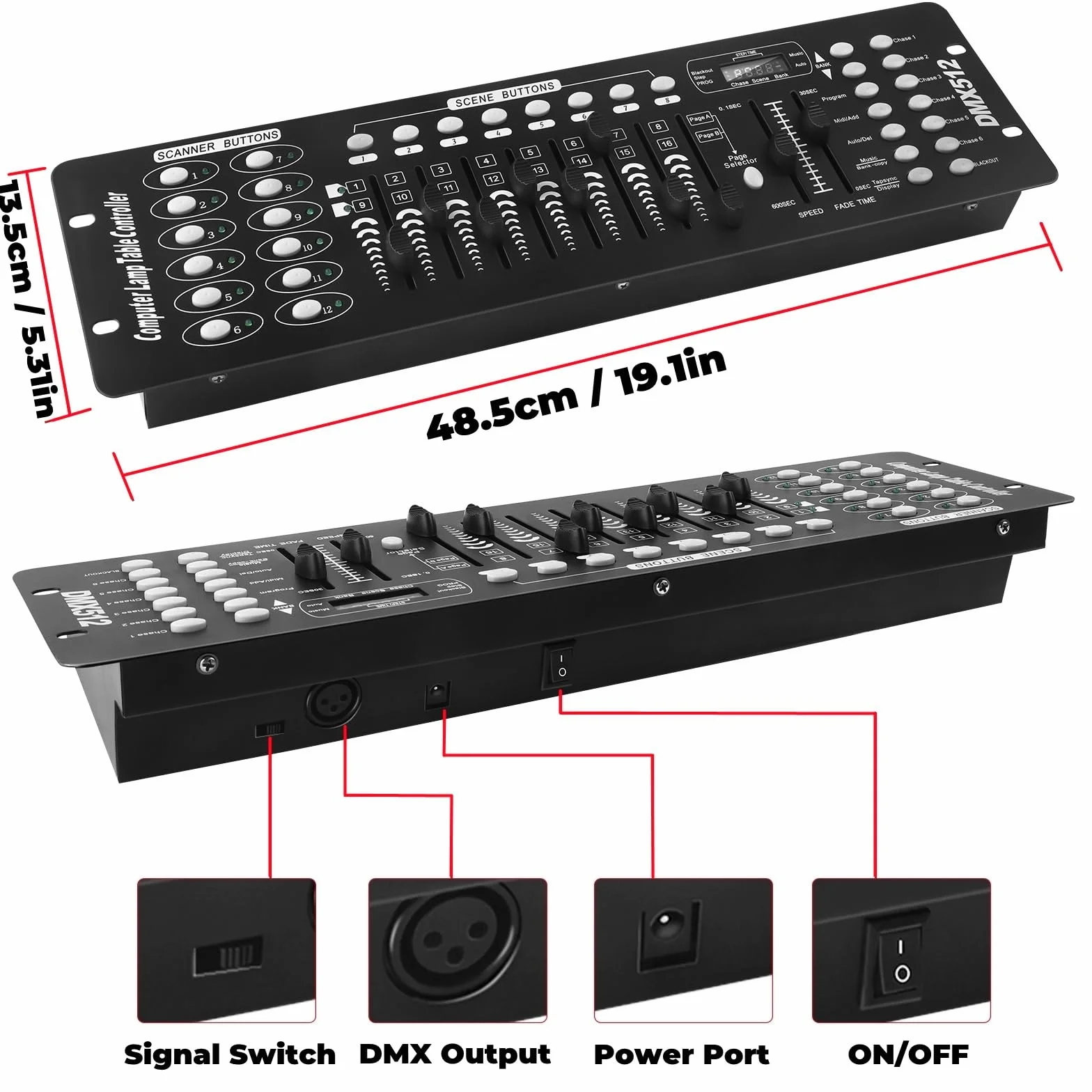 UKing DMX Controller, 192 kanały DMX512, kontroler, konsola, 240 scen, do mini kontrolera DMX, pulpitu świetlnego, na imprezę, DJ, dyskotekę, ruchoma głowicę świetlną, lampę, wyposażenie operatora