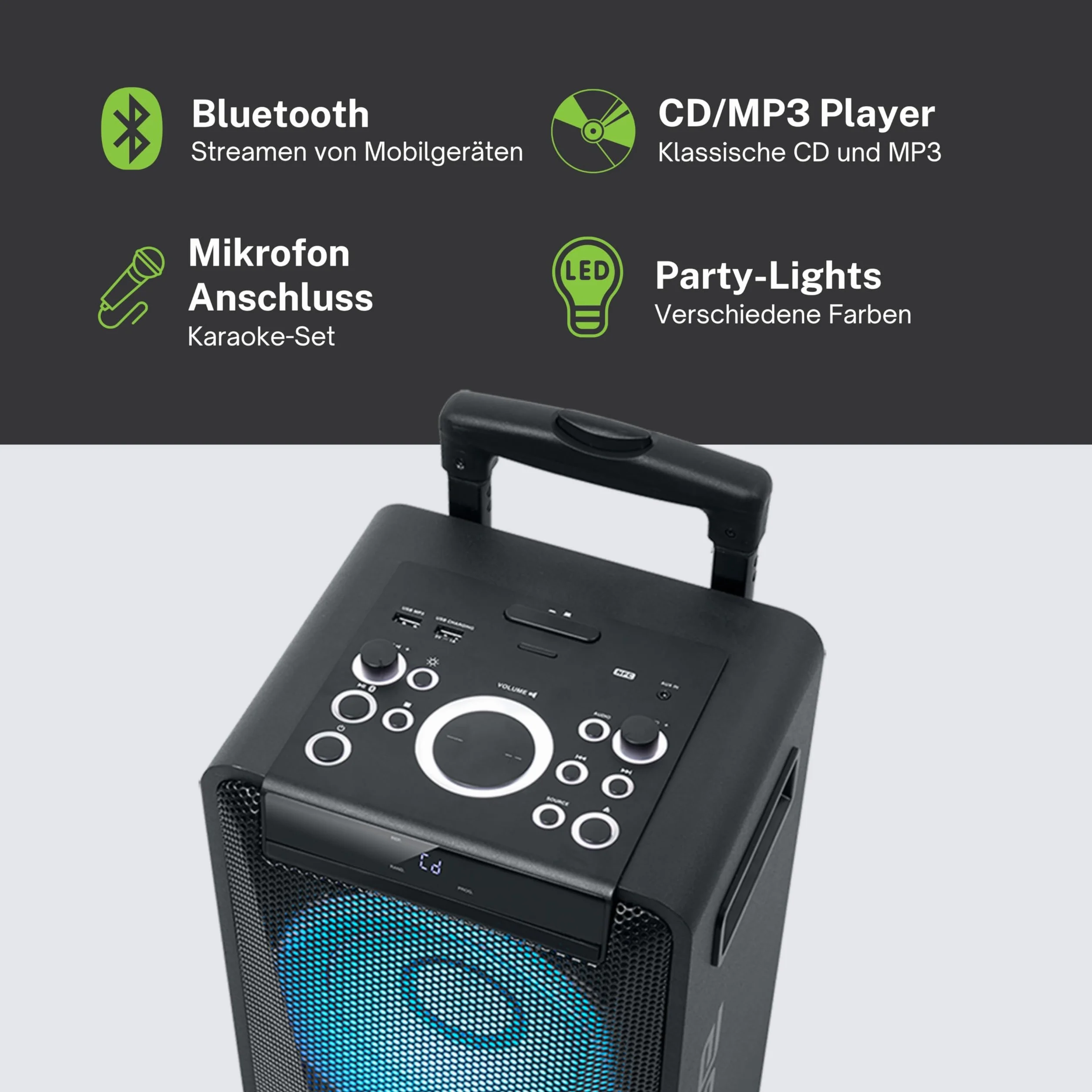 MUSE Głośnik Imprezowy z CD M-1920 DJ, Czarny