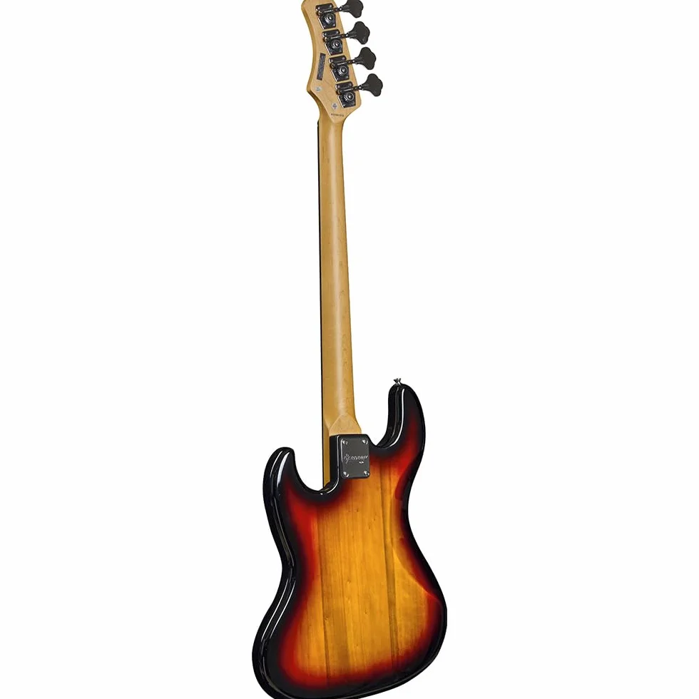 SPENCER BY Eko JB10 SUNBURST, 4-strunowy bas, korpus z topoli, uchwyt z klonu i klawiatura 21 klawiszy z żywicy, 2 przetworniki JB z oddzielnymi kontrolami głośności i 1 tonem, Sunburst