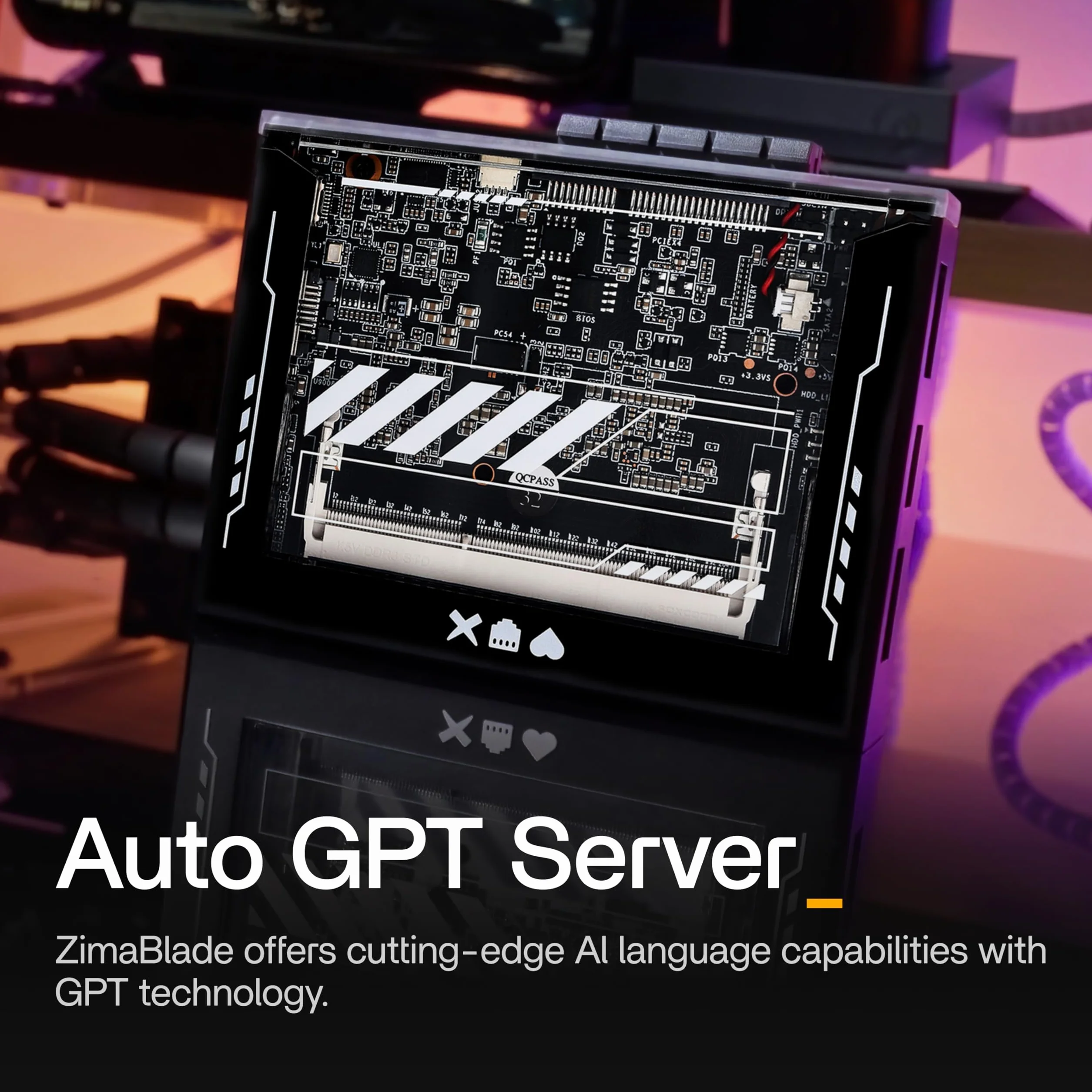 ZimaBlade 7700 Zestaw pamięci masowej Serwer jednopłytkowy X86 dla Cyber Native(z pamięcią RAM i adapterem typu C), Hackable z PCIe x4, Multimediów Gigabit Ethernet 4K Magazynowanie sieciowe