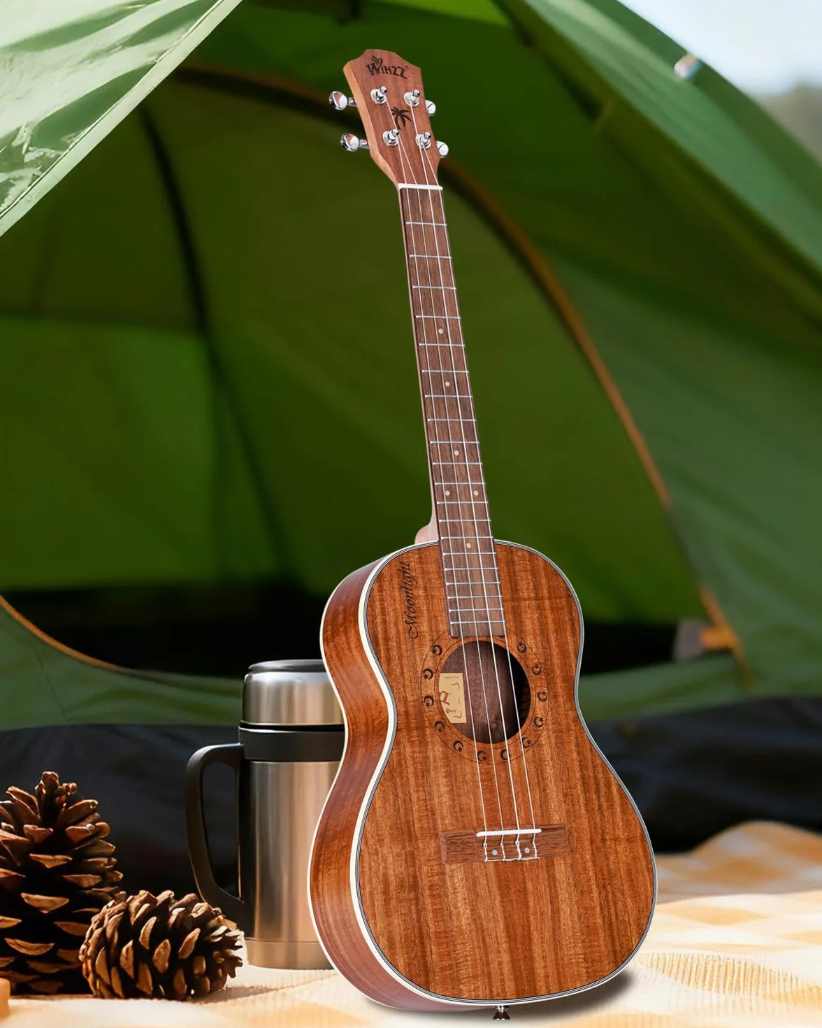 Winzz Ukulele barytonowe 76 cm KOA zestaw dla początkujących profesjonalistów naturalny matowy