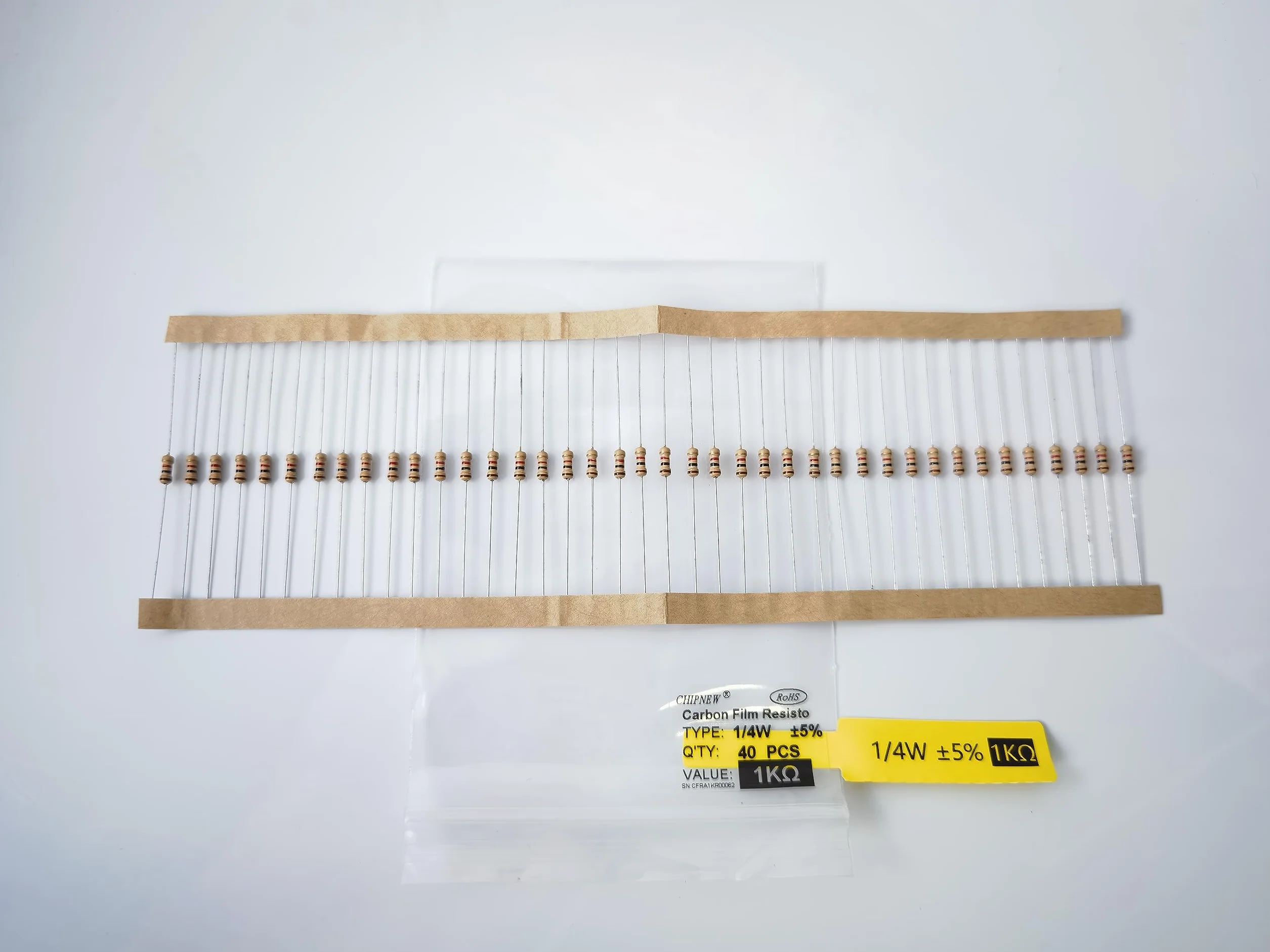 Zestaw rezystorów 1000 szt. – 25 wartości do projektów DIY i entuzjastów elektroniki – 1 omy do 1 m omów, 1/4 W ± 5% zestaw oporników węglowych, pierwsza 5-kolorowa szybka etykieta
