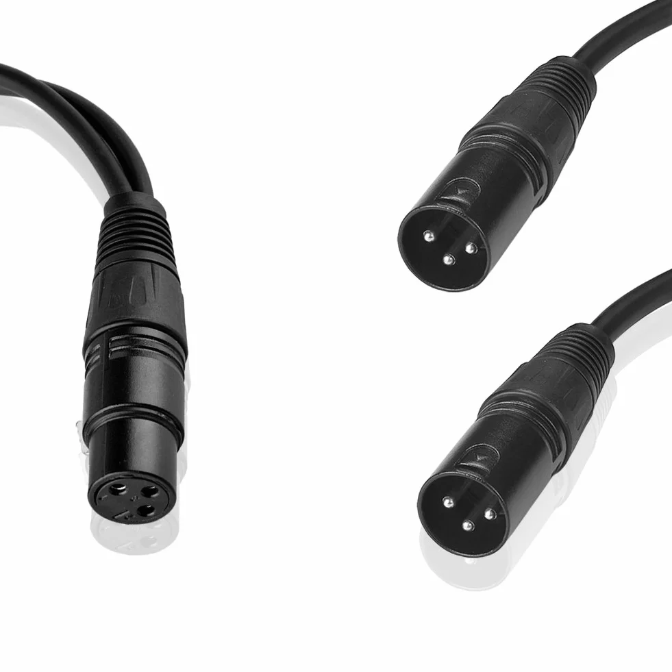 0.3M XLR męski/żeński do XLR żeński/męski kabel mikrofonowy 3 'Pro kabel Splitter serii Y-Cable (XLR(F) - (M) x 2, czarny)