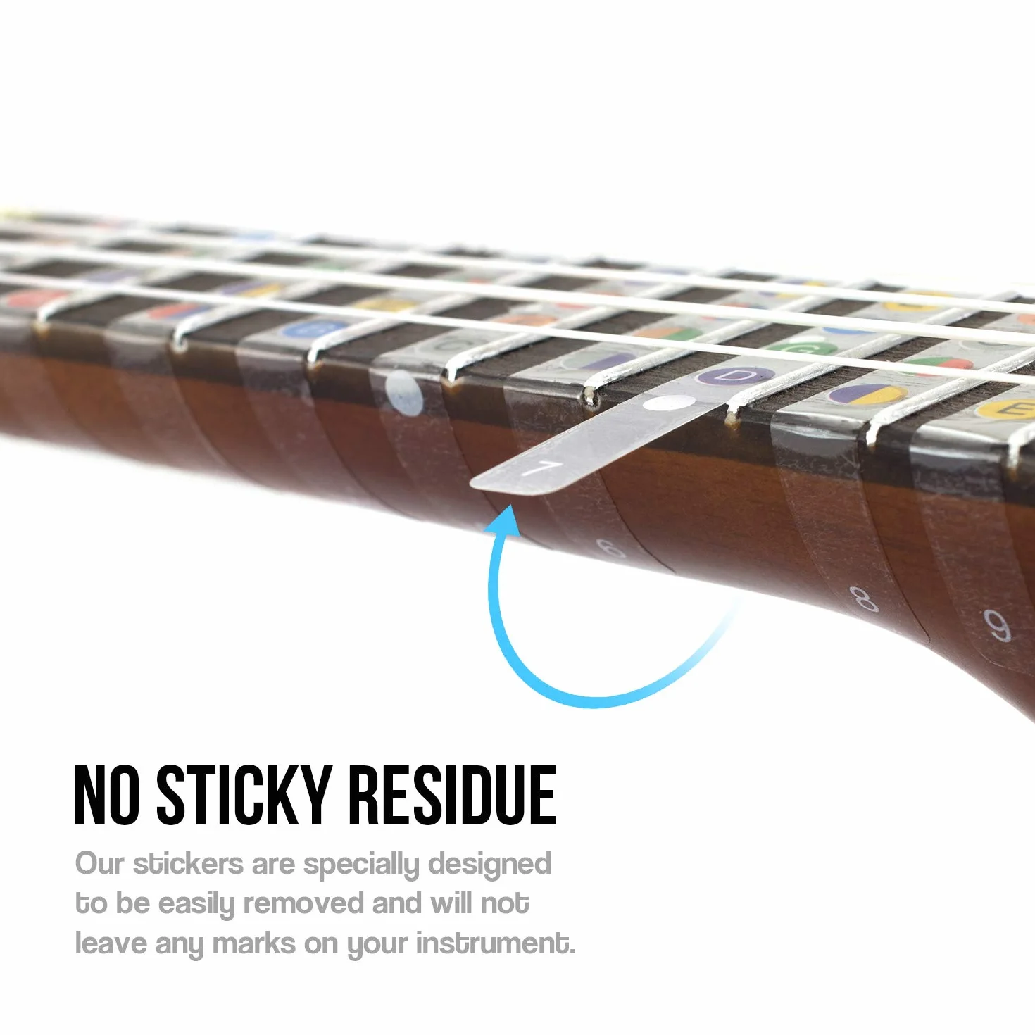 TIGER UKE-6-STICKER Naklejka na nuty ukulele – kolorowe naklejki na podstrunnicę – 6 opakowania