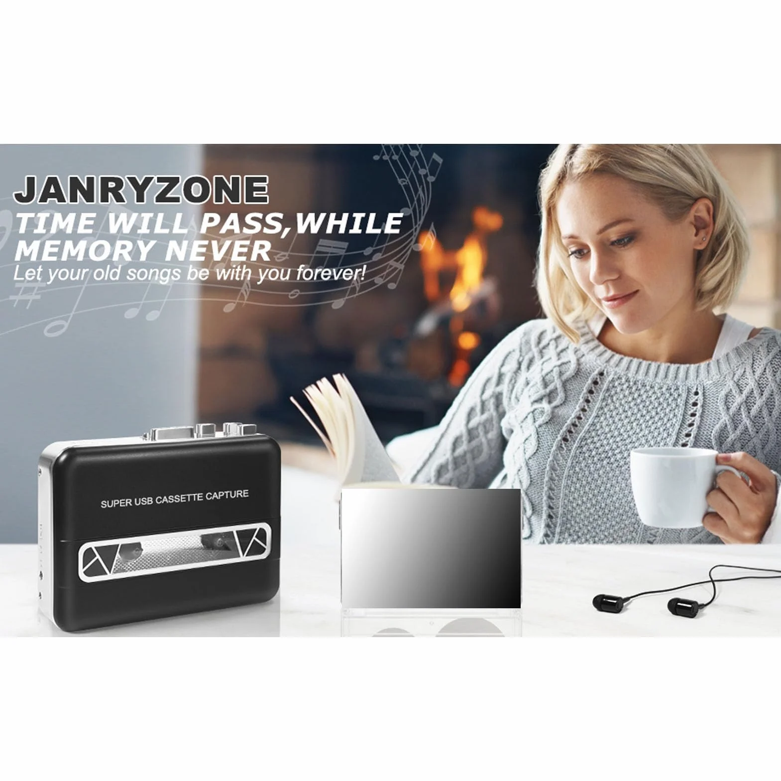 Ausla Odtwarzacz Kasetowy, Przenośny Rejestrator Konwerter z Wbudowanym Głośnikiem Gniazdo Słuchawkowe 3,5 Mm Konwersja USB MP3 do Laptopa PC Nagrywarka CD