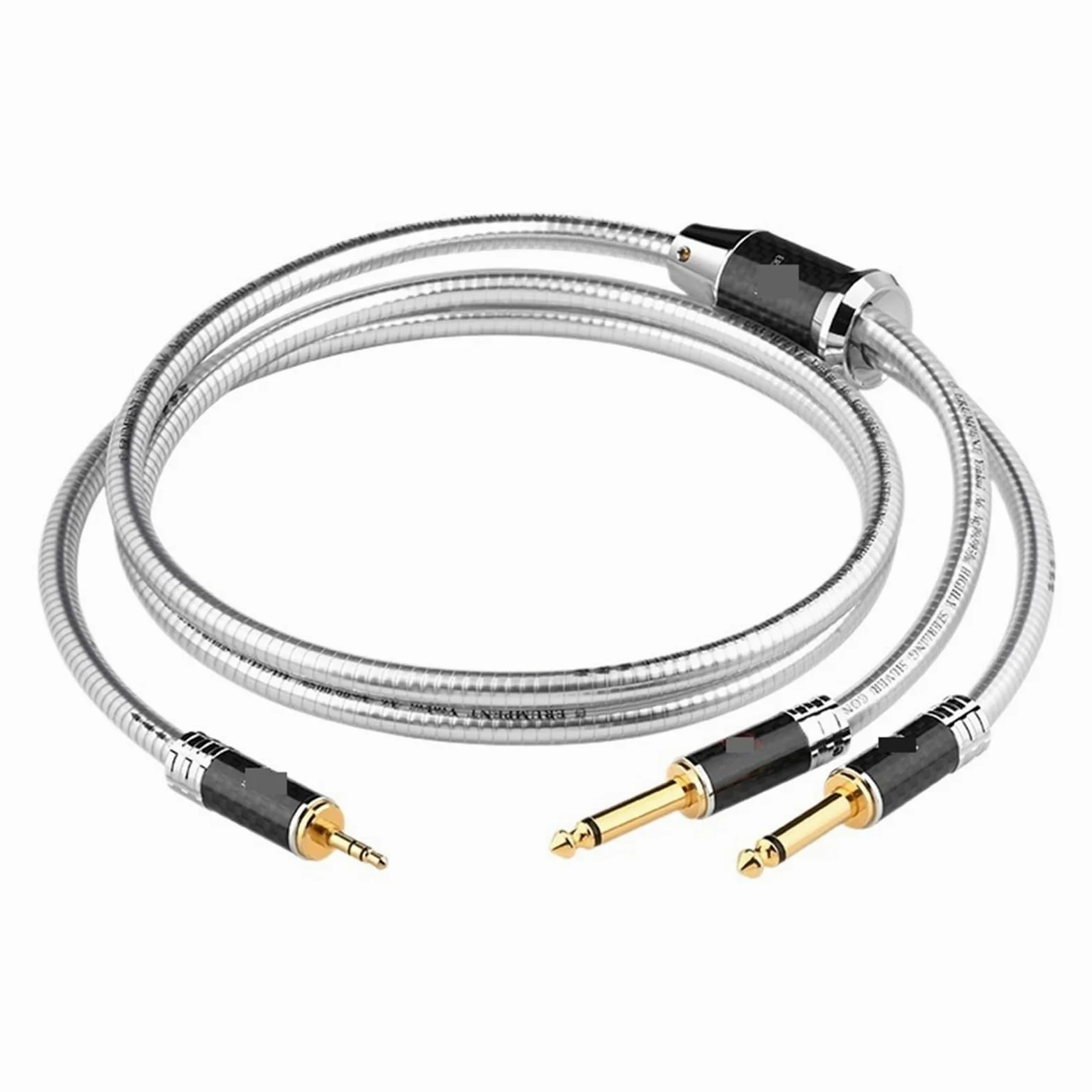 Wysokiej jakości srebrny podwójny kabel HiFi 3.5 6,35 do wzmacniacza mieszającego 2 rozdzielacz Jack Mono 6,5 do 3,5 (0,75 m) stereo kabel audio
