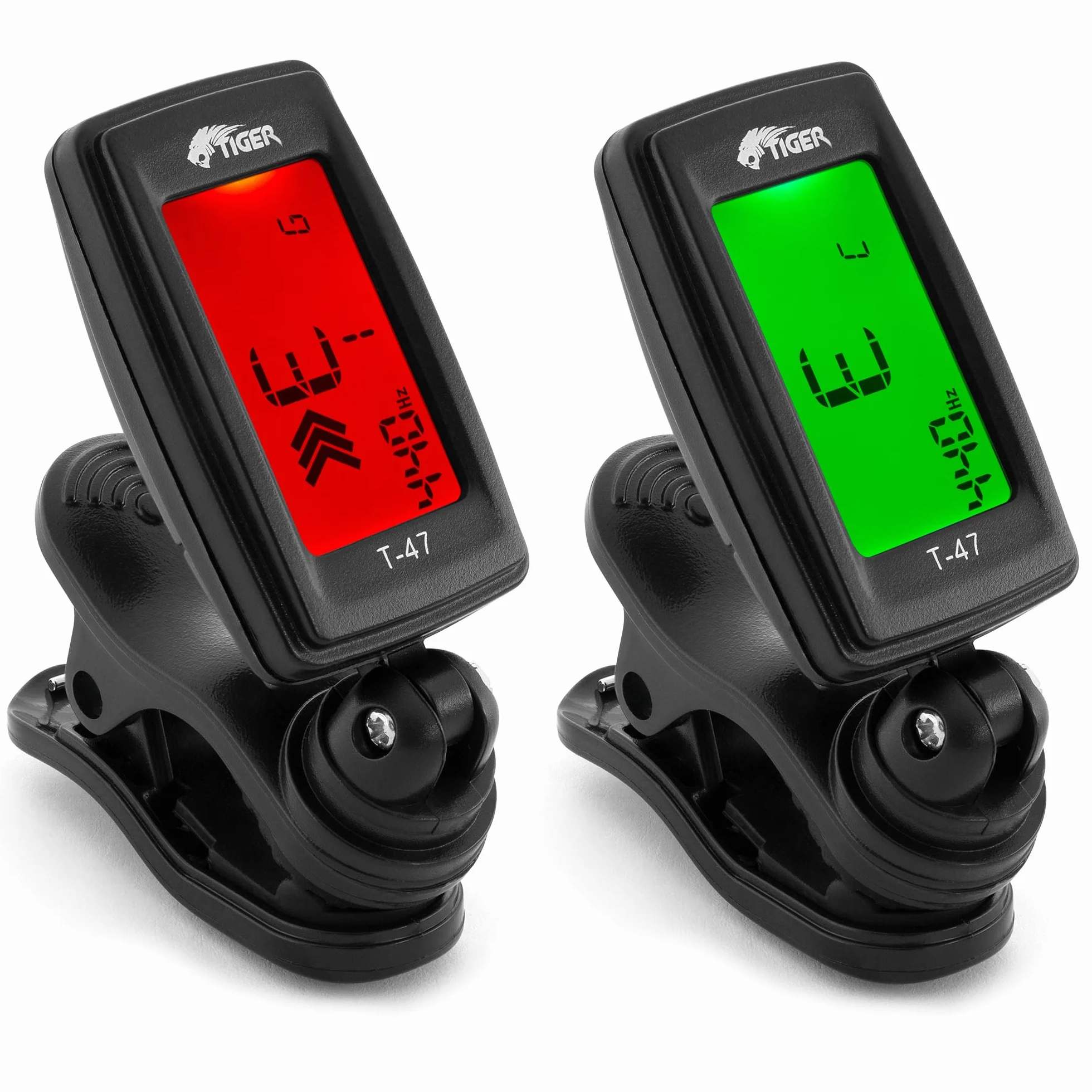 Tiger T-47 Clip-On stroik gitarowy – chromatyczny stroik do gitary, ukulele i skrzypiec