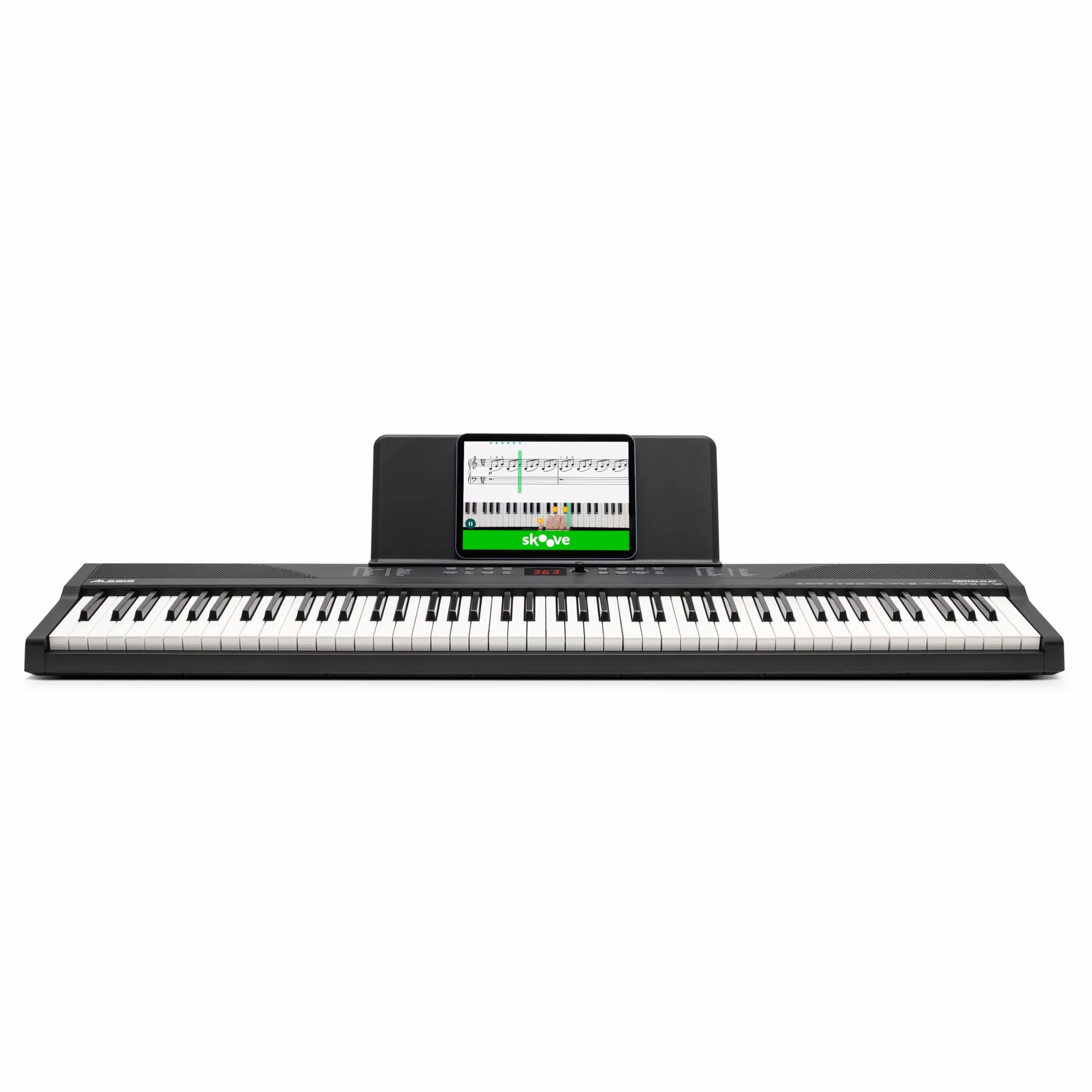 Alesis 88-klawiszowe pianino z 480 brzmieniami, głośnikami, USB MIDI, stojakiem na nuty/tablet, zasilaczem i lekcjami