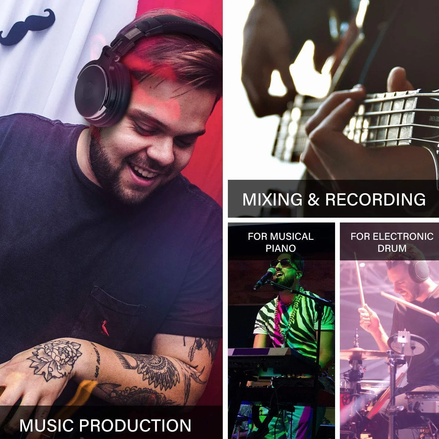 OneOdio Pro-50 Przewodowy zestaw słuchawkowy DJ Studio Monitor z uchem nausznym najgrubsza bawełna białkowa, Hi-Res Audio, Share-Port, 2 gniazda, heaphone do telefonu PC Piano Guitar AMP Mix