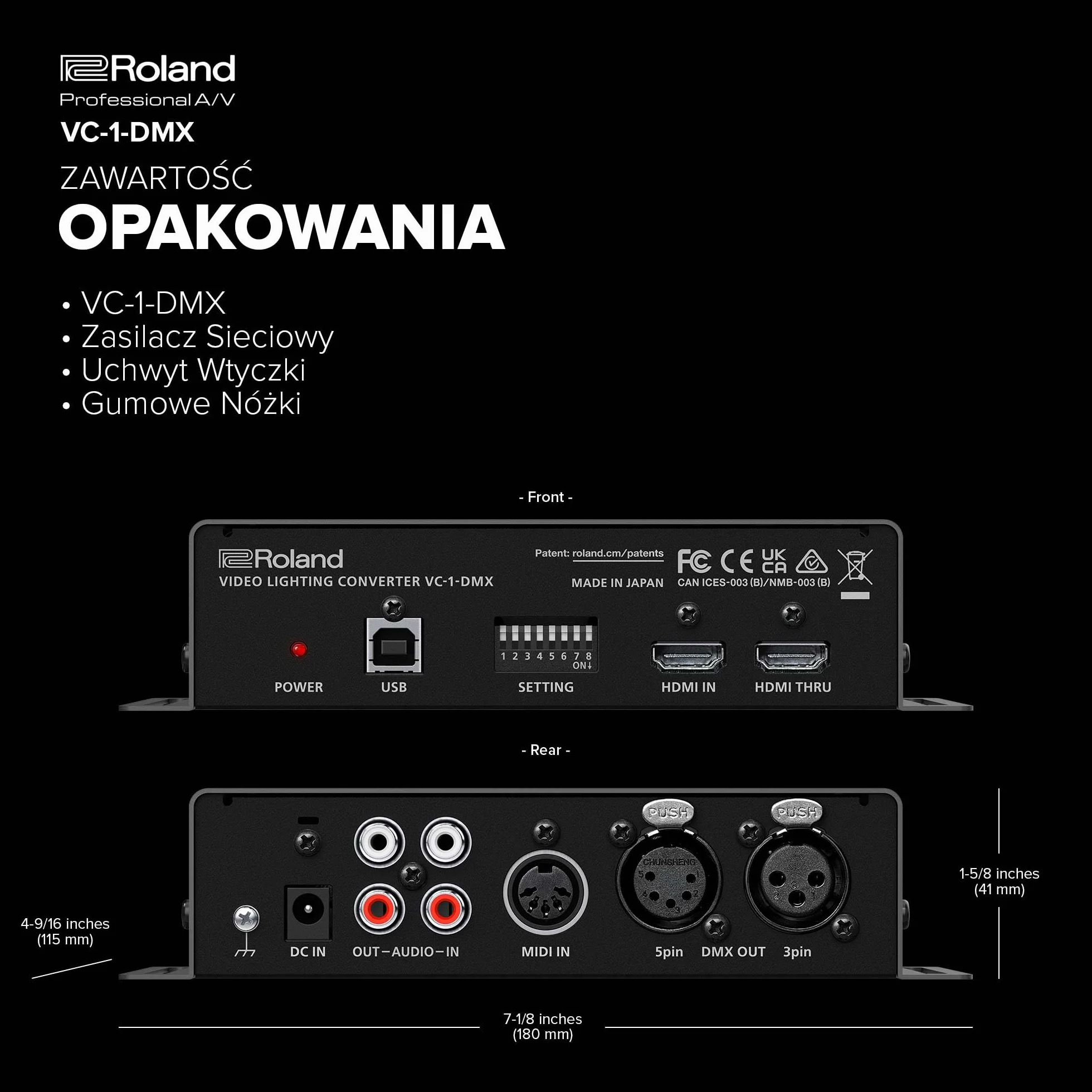 Roland VC-1-DMX Video Lighting Converter | Wzbogacenie Wydarzeń o Dynamiczne Efekty wietlne | Zaawansowana Analiza Wideo | Oświetlenie, Które Porusza się Wraz z Muzyką | Sterowanie MIDI