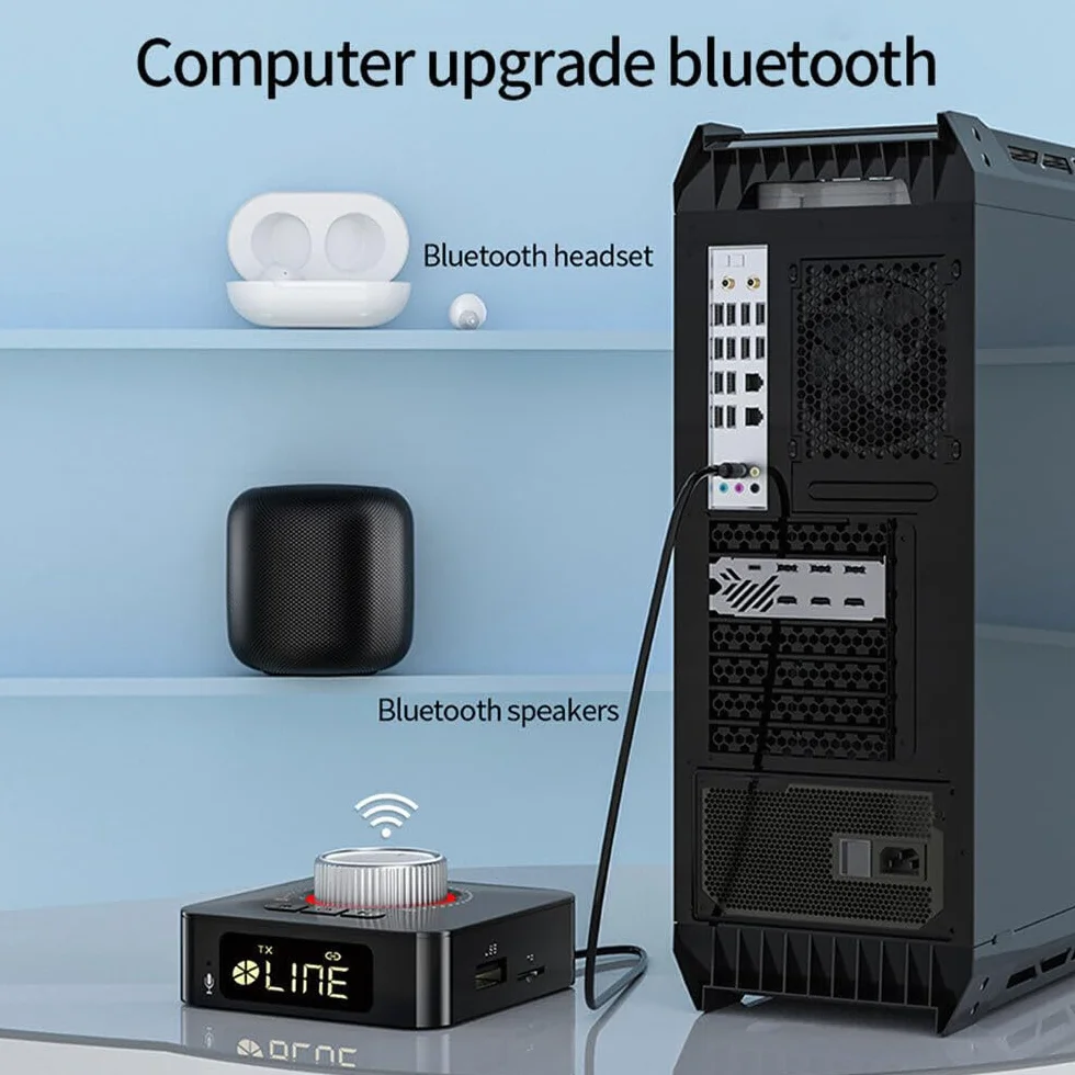 DollaTek Bezprzewodowy adapter audio 2 w 1, kompatybilny z Bluetooth, lekki odbiornik nadajnik do telewizora, PC, stereo, po??cz g?o?nik, s?uchawki