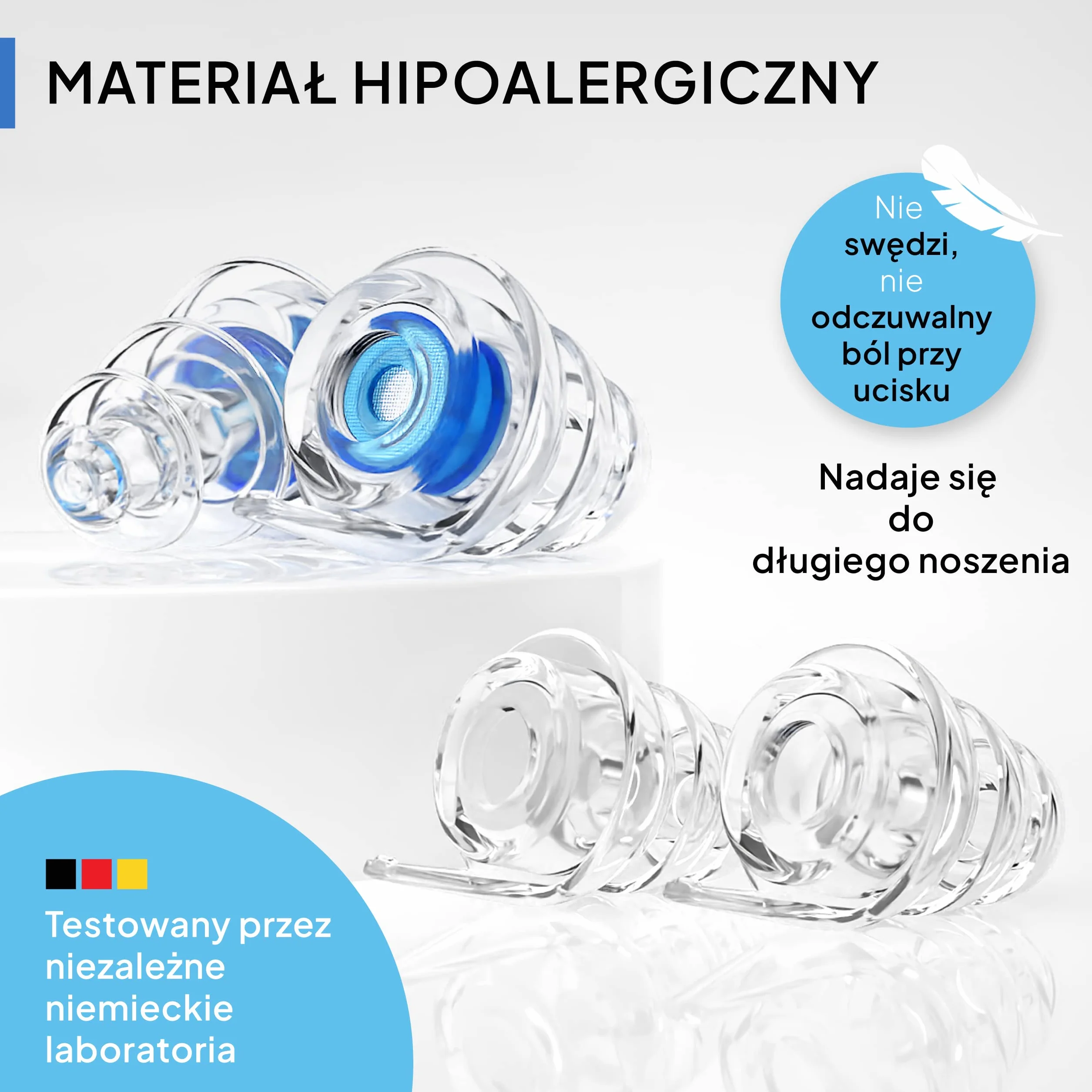 Senner MusicPro - ochronniki słuchu na festiwale, koncerty i dyskoteki, aluminiowy pojemnik, niebieski/przezroczysty filtr - zatyczki do uszu/ochrony słuchu dorośli