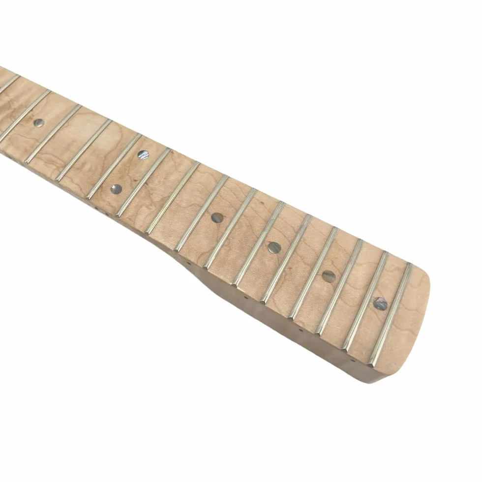 Yinfente Płomień klon gryf gitarowy 21 prog 65 cm błyszczący przezroczysty płaszcz farba perłowa kropka wkładka DIY wymiana gitary (przezroczysta)