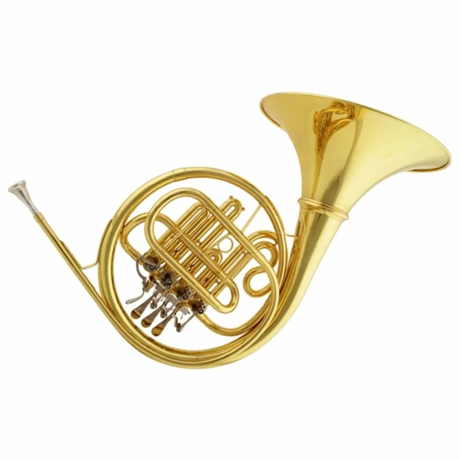 Róg Francuski Instrumenty Muzyczne 4 Klawisze Pojedynczy Klucz Bb Złoty Róg Francuski Żółty Mosiądz Materiał