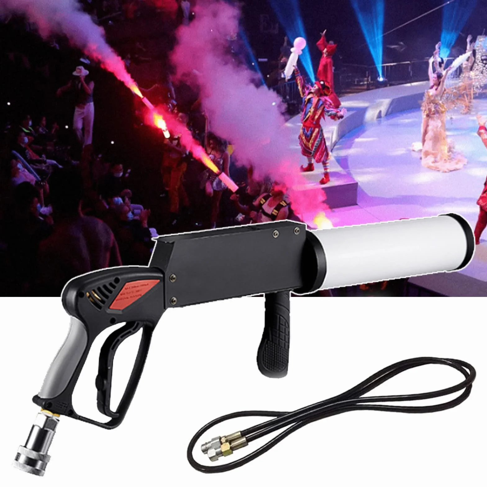 Party LED Cannon CO2 Cryo Pistol DJ Efekt Jet kolorowy z wężem gazowym Fogger Smoke Gun