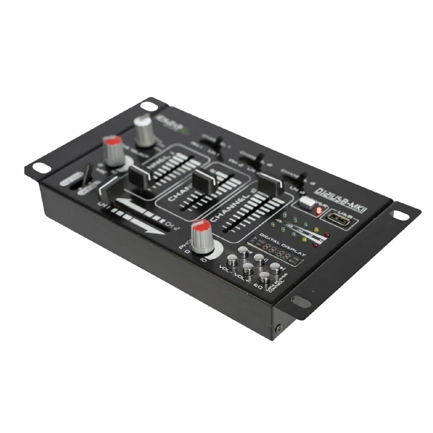 Ibiza - DJ21USB-MKII - 4-kanałowy/7-kanałowy mikser z różnymi wejściami - USB - Czarny