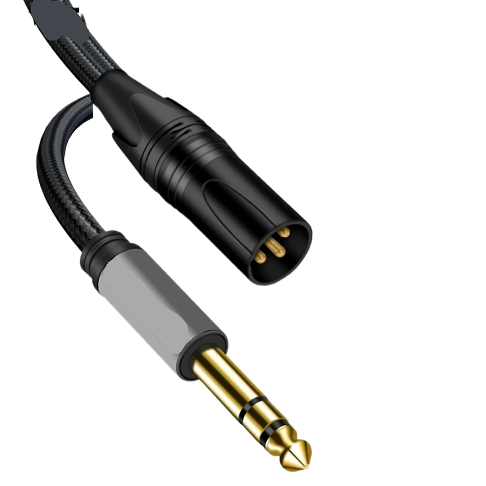 Kabel audio Aux do gitary stereo XLR męski na TRS 1/4 z oplotem Dark Web do gitary, urządzeń kina domowego, głośnika i wzmacniacza (8m)