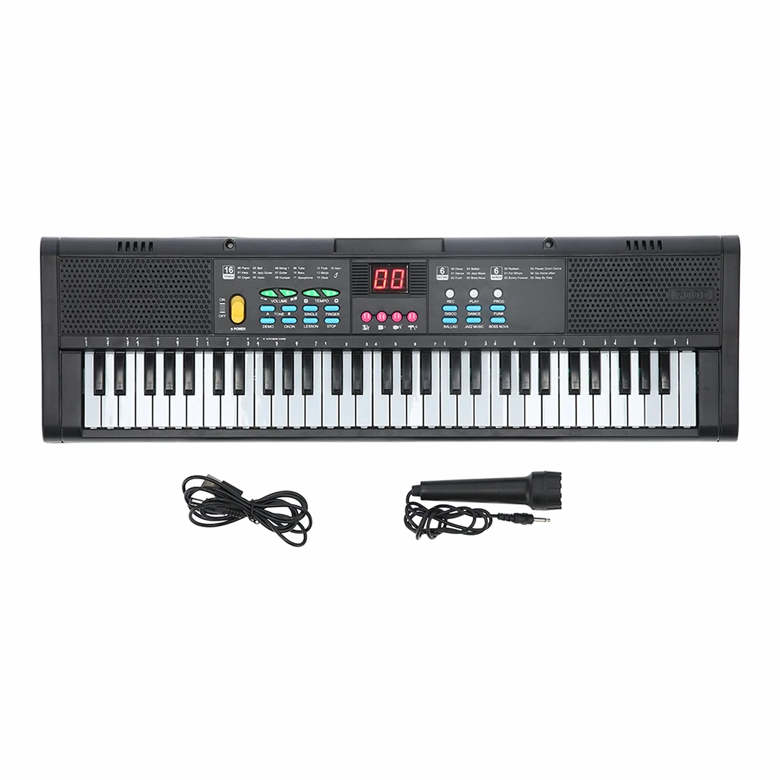 MQ6186 Klawiatura Pianino Przenośne, 61 Klawiszy Elektroniczne Cyfrowe Pianino Muzyczne Wielofunkcyjne z Mikrofonem z Pełnowymiarowymi Klawiszami dla Początkujących Dzieci