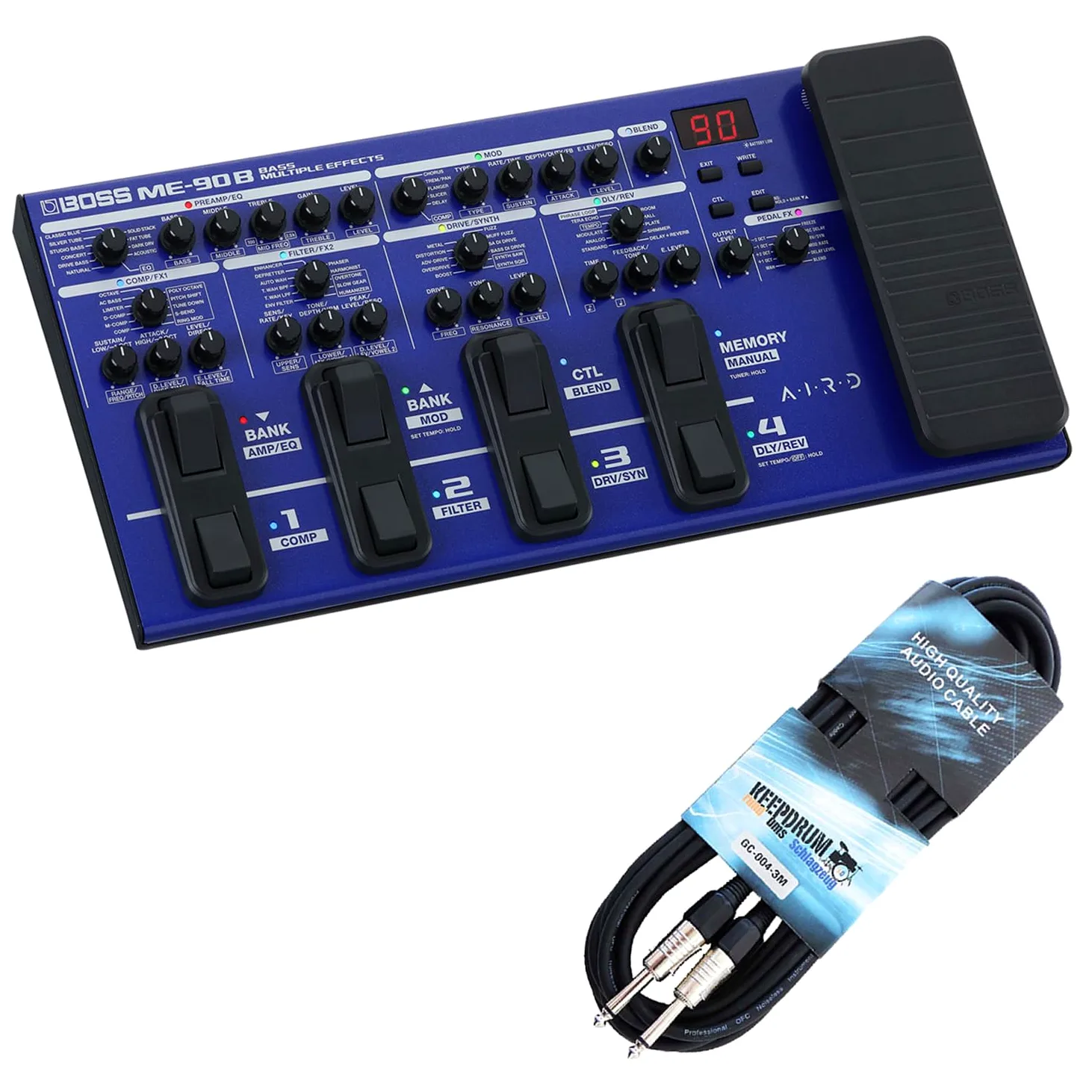 Boss ME-90B urządzenie wielofunkcyjne do basów + keepdrum kabel jack
