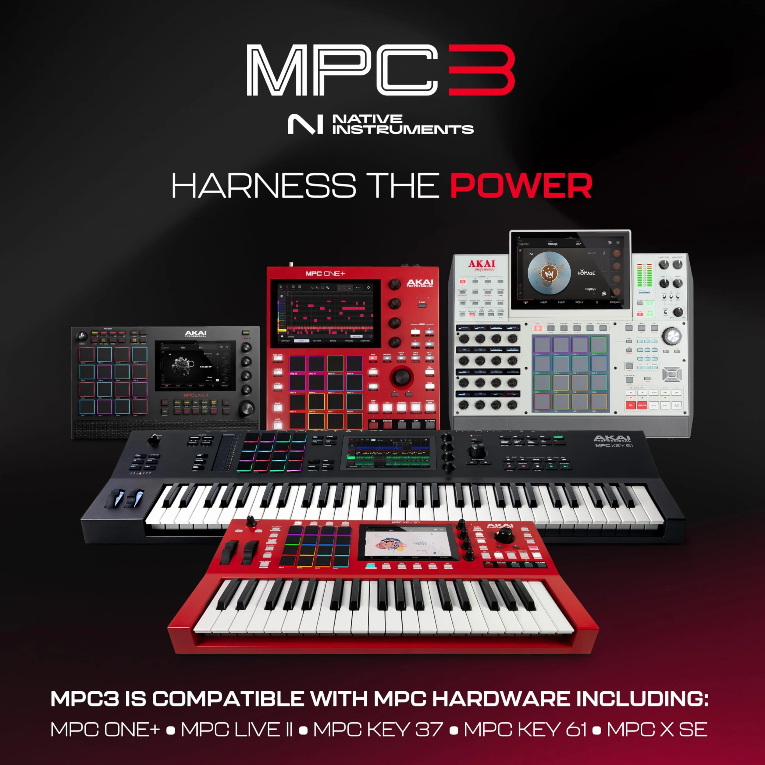 Akai Professional MPC Key 37 Samodzielny syntezator produkcyjny, automat perkusyjny, klawiatura MIDI, z Wi-Fi, Bluetooth, ekranem dotykowym, wtyczkami i integracją Native Instruments