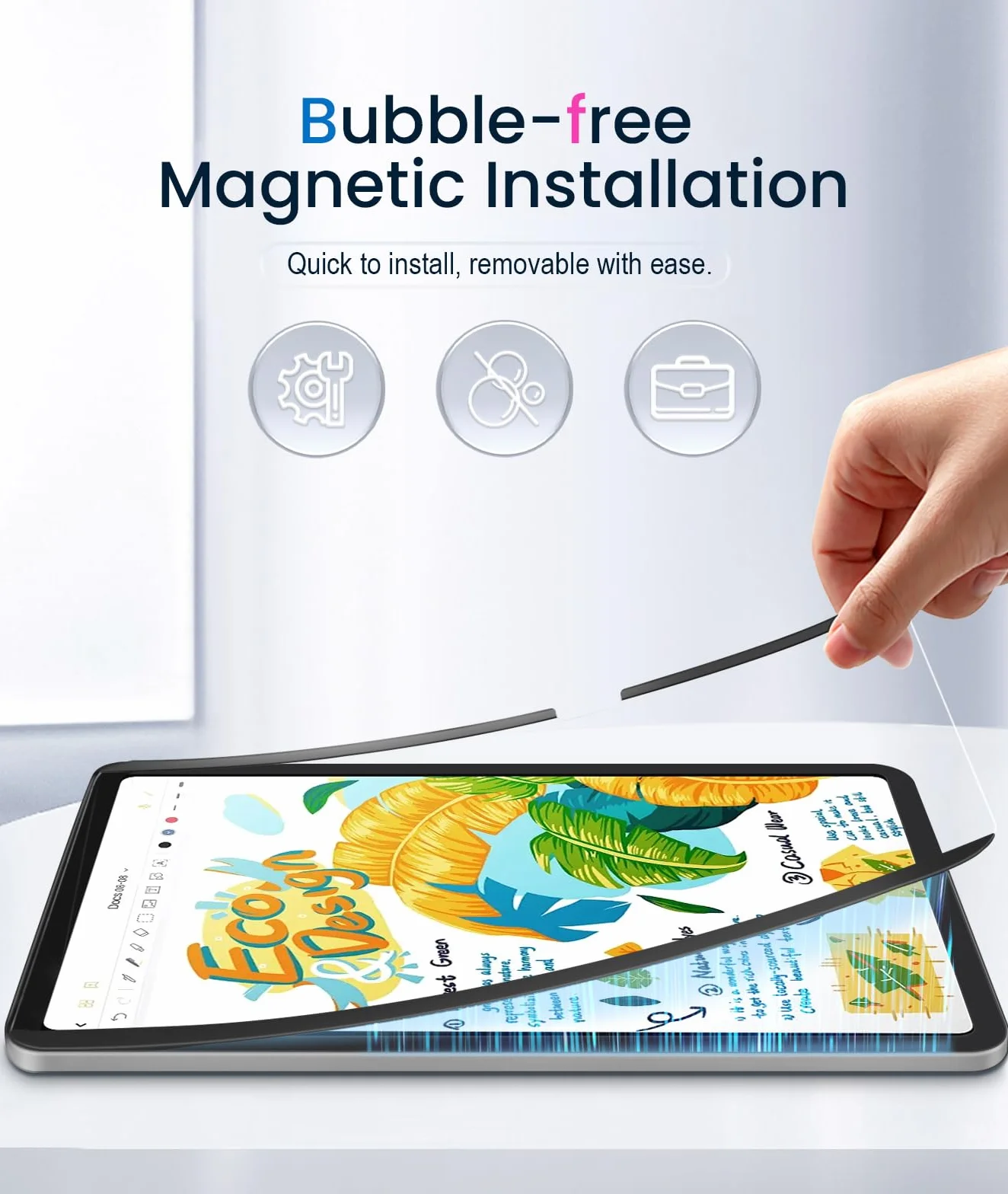 TiMOVO 1 Pack Magnetyczna folia ochronna do iPad A16 11th /10th Generation, wielokrotnego użytku, zdejmowana matowa folia, nieoślepiająca, rysowanie jak na papierze
