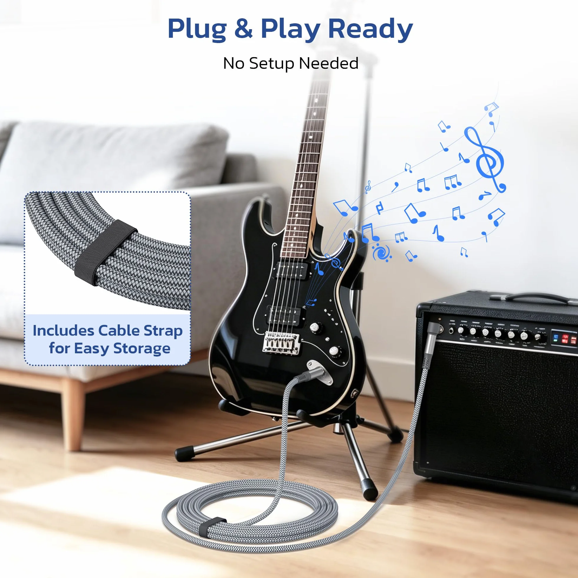 RUXELY Kabel Instrumentalny TRS 3M 2Pack,6.35 mm Złącze Kątowe 1/4" Typu Jack Wtyk Męski Stereofoniczny Przewód Audio,Zbalansowany Kabel Liniowy do Gitary Elektrycznej,Basu,Miksera,Mixer Keyboard
