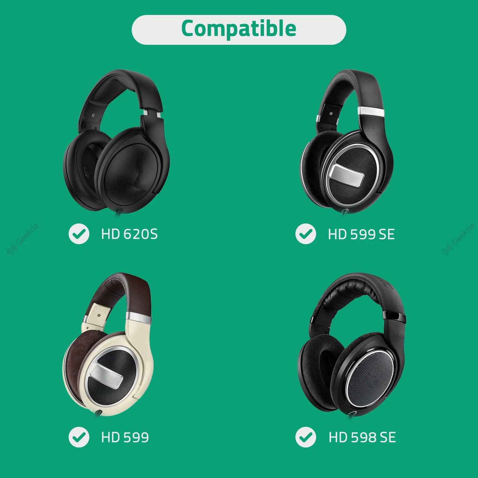 Kabel audio Geekria kompatybilny z Sennheiser HD 620S/599SE/599/598/598SE/560S/400PRO/579/569/550/505, 3,5 mm na 2,5 mm, stereo zamienny kabel (10 ft/3 m)