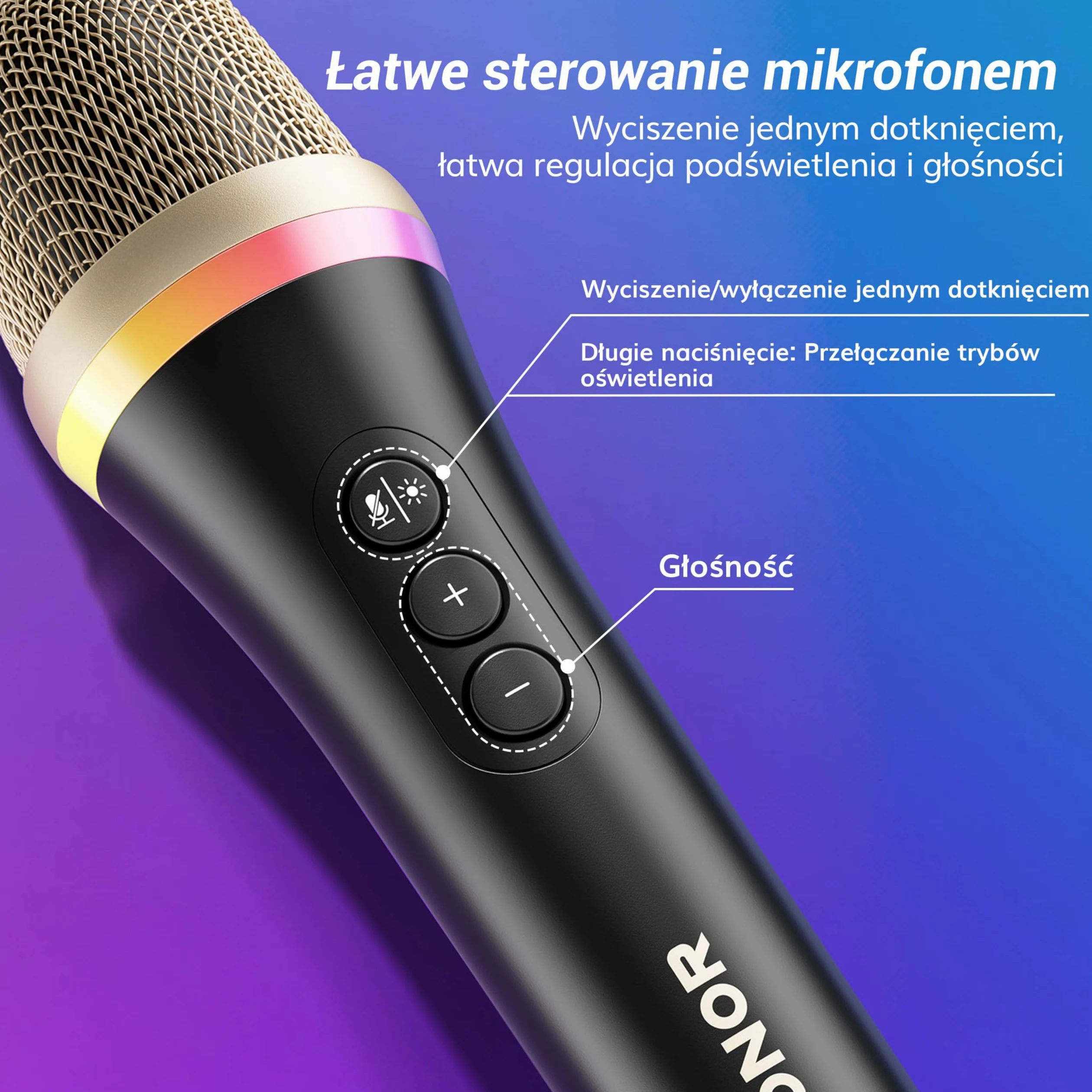 TONOR Mikrofon dynamiczny USB/typ C do komputera PC, mikrofon do gier komputerowych do podcastów RGB ze stojakiem biurkowym do nagrywania, Na żywo,YouTube, śpiewania, studia, karaoke czarny