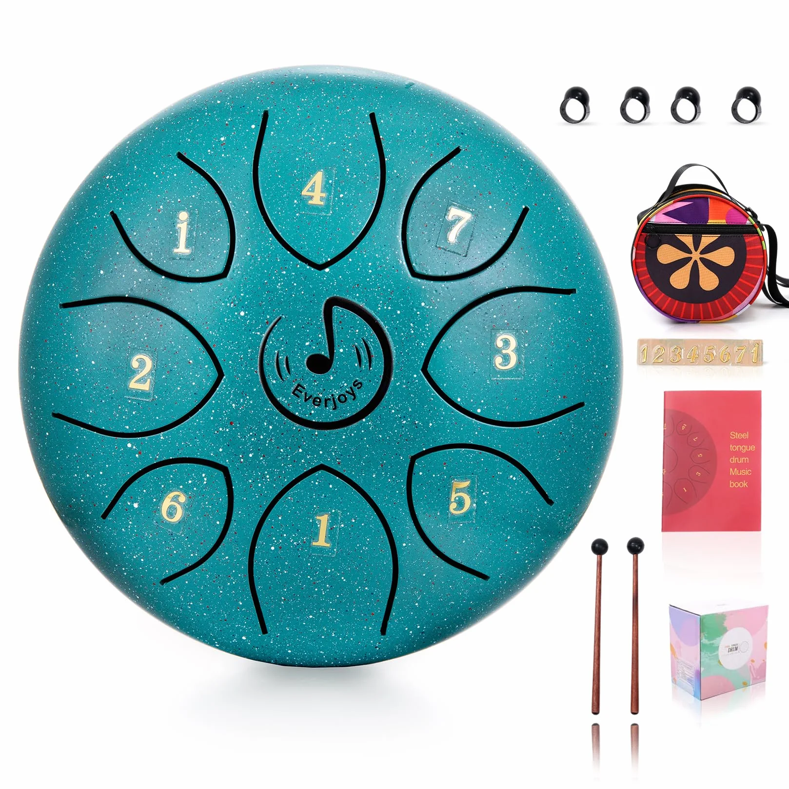 Rain Drum for Outdoor Steel Tongue Drum 6 Inch 8 Tone C-key Tongue Drum Instrument HandPan Drum with Drum Beaters Carry Bag Music Book for Medytacja, Yoga Sound Healing