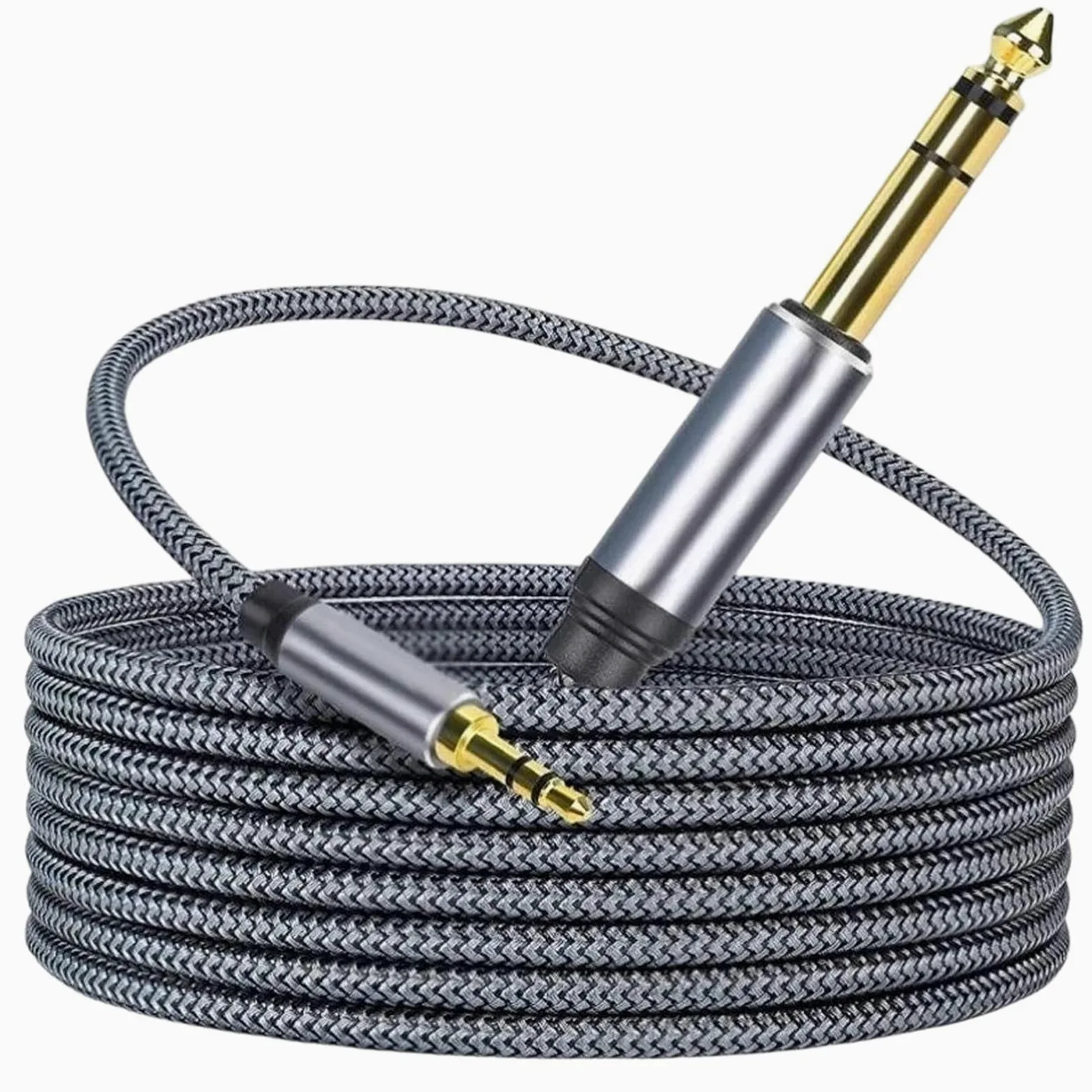 Kabel Do Głośnika Odtwarzacza Wzmacniacza Miksującego Pozłacany | Kabel stereo 3,5 mm do 6,35 mm Warstwa nylonowego oplotu tłumi hałas.(15m)