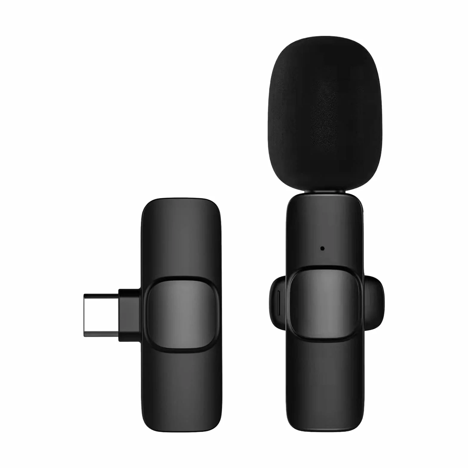 Andoer Mini bezprzewodowy mikrofon lavalier, wielokierunkowy nadajnik mikrofonowy, odbiornik, system mikrofonowy z ochroną przed wiatrem, port typu C, zamiennik do smartfonów z systemem Android Live