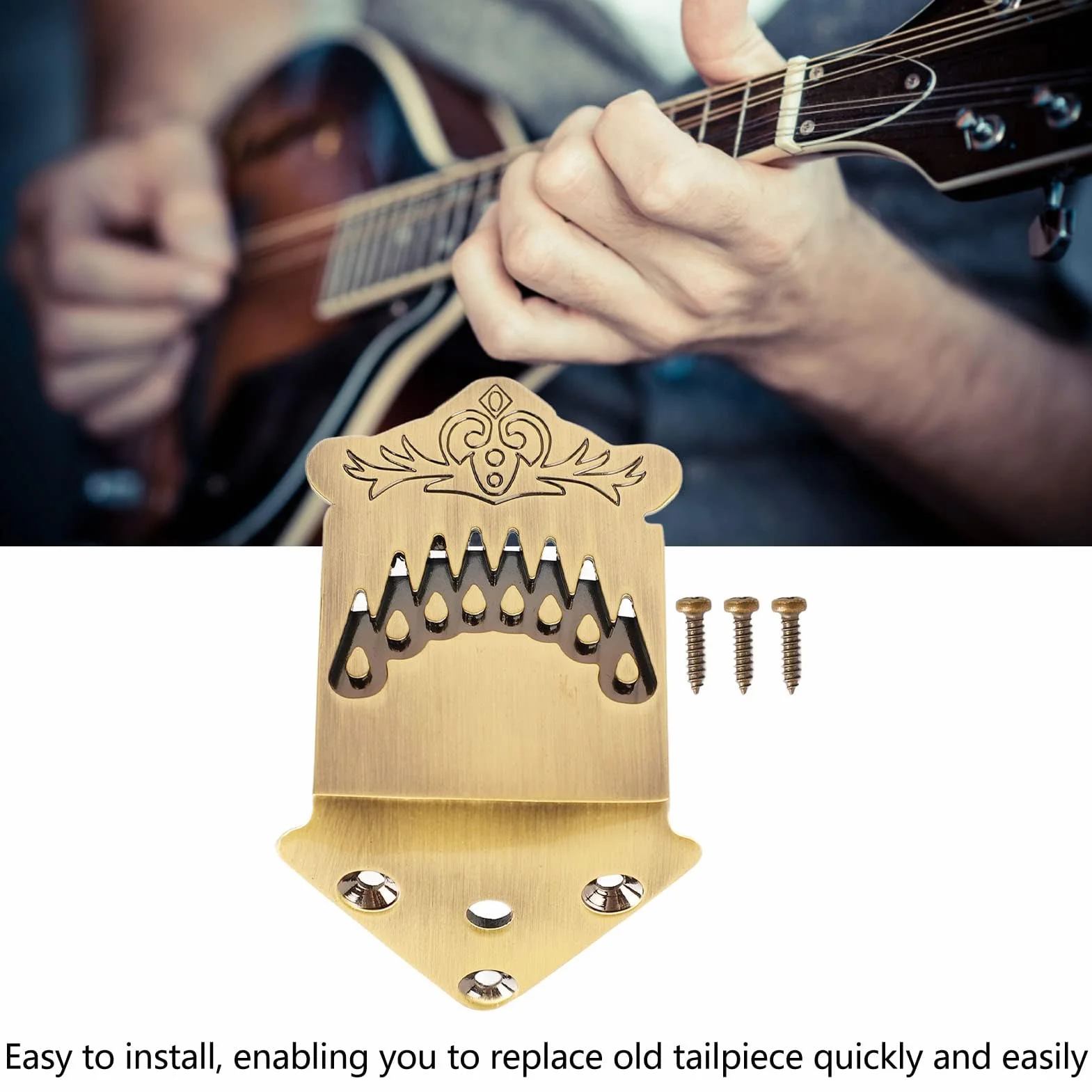 8 Strunowy Końcówka Mandoliny Wzór z Piór Metalowy Brązowy Kolor Końcówka Mandoliny część Zamienna Akcesoria do Instrumentów