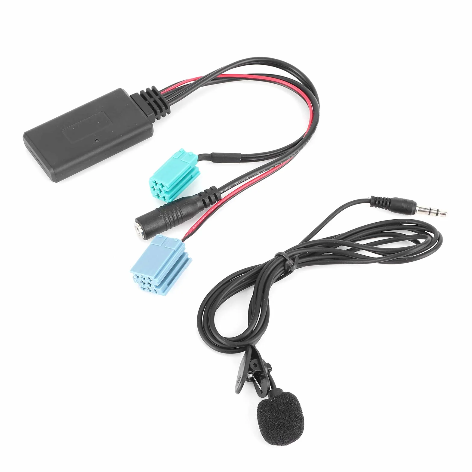 Dioche Adapter audio Bluetooth ABS 6-pinowy kabel audio Bluetooth samochodowy adapter stereo AUX-IN z mikrofonem kompatybilny z/Espace/Megane