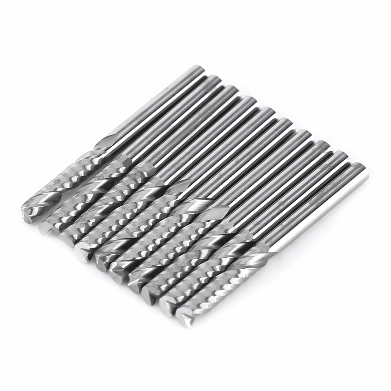 10 stücke Hartmetall Spiralfräser Set Einzel Flöte Fräser Bits CNC Fräser CNC Rotary Grate Set 4mm Schaft