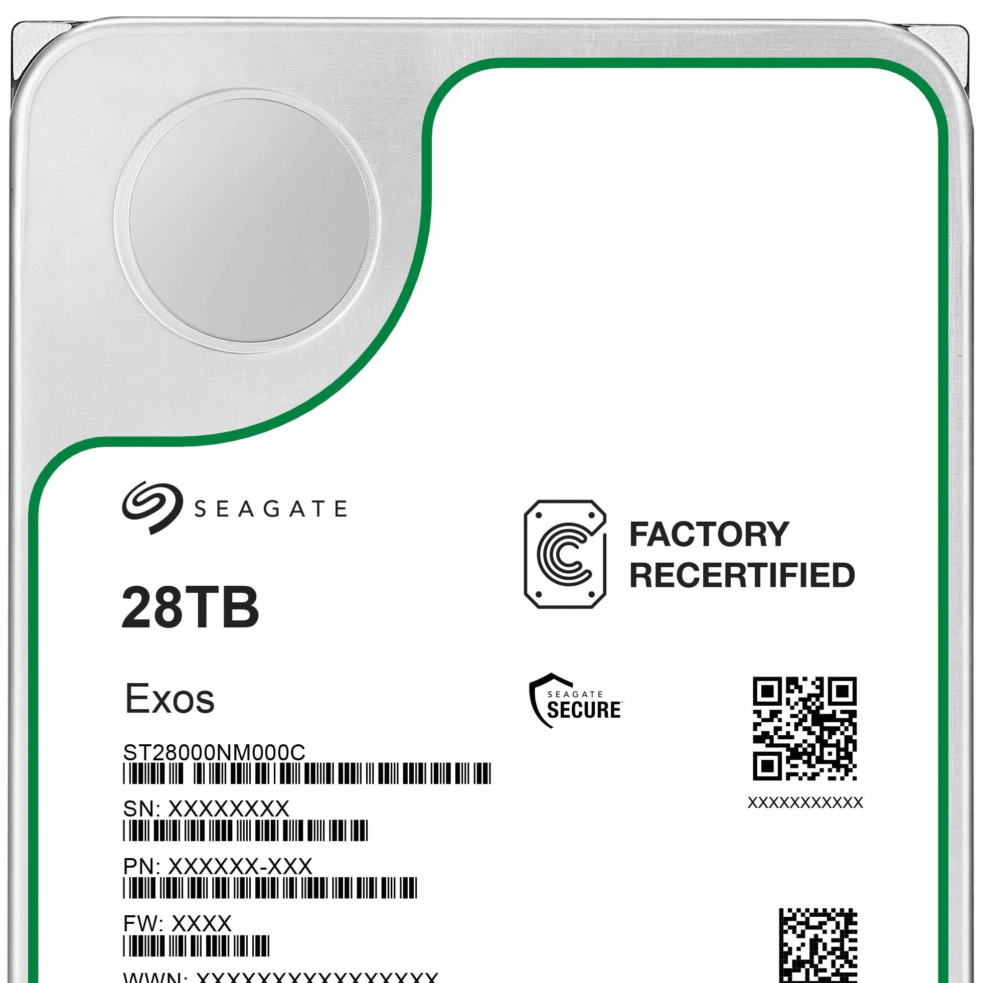 Dysk twardy Seagate Exos 28TB do serwera wewnętrznego ST28000NM000C, 3,5 cala, SATA 6 Gb/s, 7200 obr./min, 512 MB pamięci podręcznej (odnowiony)