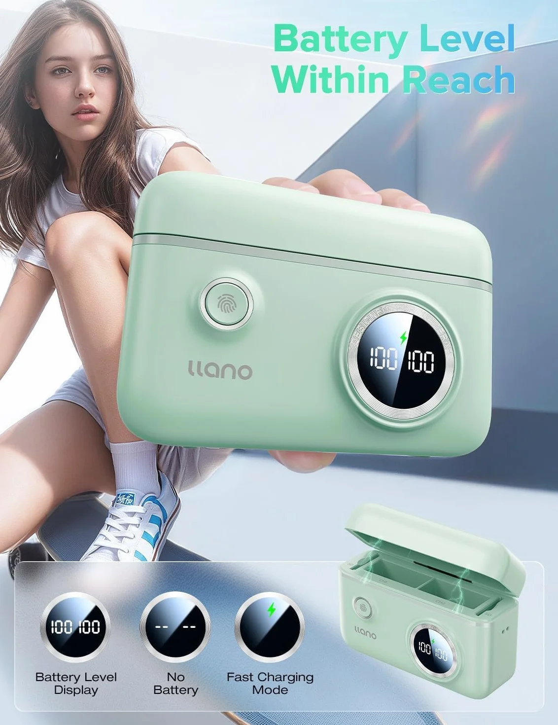 llano NP-W235 18W ładowarka Smart-Digital z podwójnym portem USB-C kompatybilna z FUJIFILM X-T4/X-H2/X-T5/X-H2S/X-S20/GFX100S/GFX50S II, inteligentny cyfrowy wyświetlacz, magnetyczne mocowanie