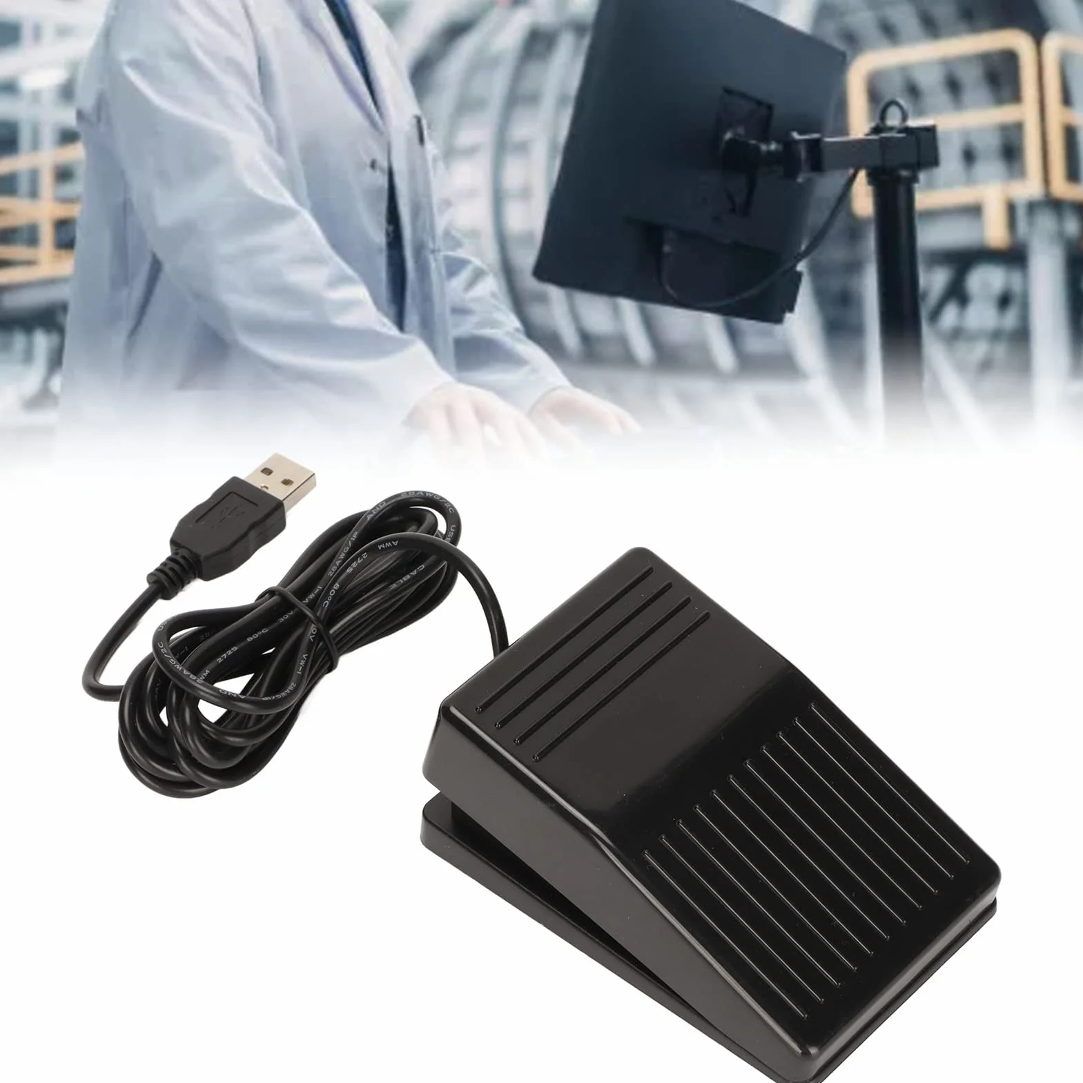 Metalowy Przełącznik Nożny USB z Pojedynczym Pedałem Sterowanie Jednym Klawiszem Program Przełącznika Nożnego Dostosowana Akcja HID do Gry z Klawiaturą Komputerową i Myszką z Kablem o Długości 2 Metró