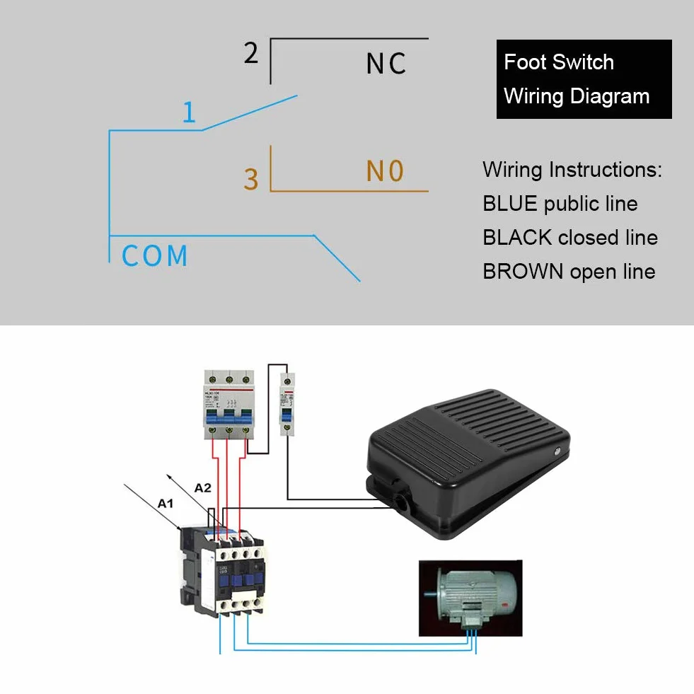 Chwilowy przełącznik nożny, 220 V 10 A zasilanie z tworzywa sztucznego włącznik/wyłącznik sterujący, przycisk nożny z kablem 10 cm, do elektronarzędzi, dowolnego urządzenia gospodarstwa domowego