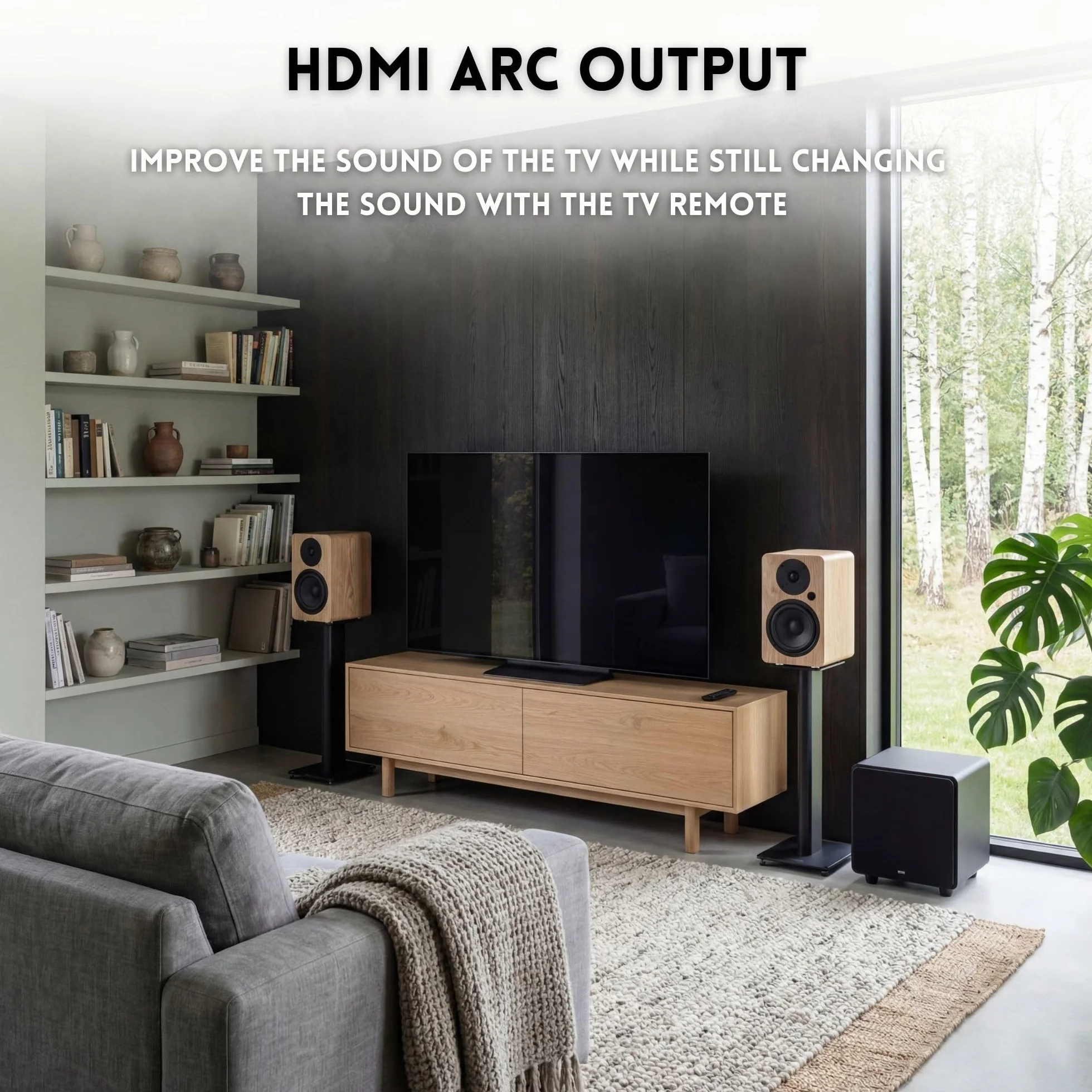 VULKKANO A4 ARC MKII 4-calowy głośnik niskotonowy z głośnikiem niskotonowym, Bluetooth 5.0, HDMI ARC, Optica, RCA, USB, z wyjściem subwoofera, monitory studyjne o eleganckim wyglądzie, kolor brązowy