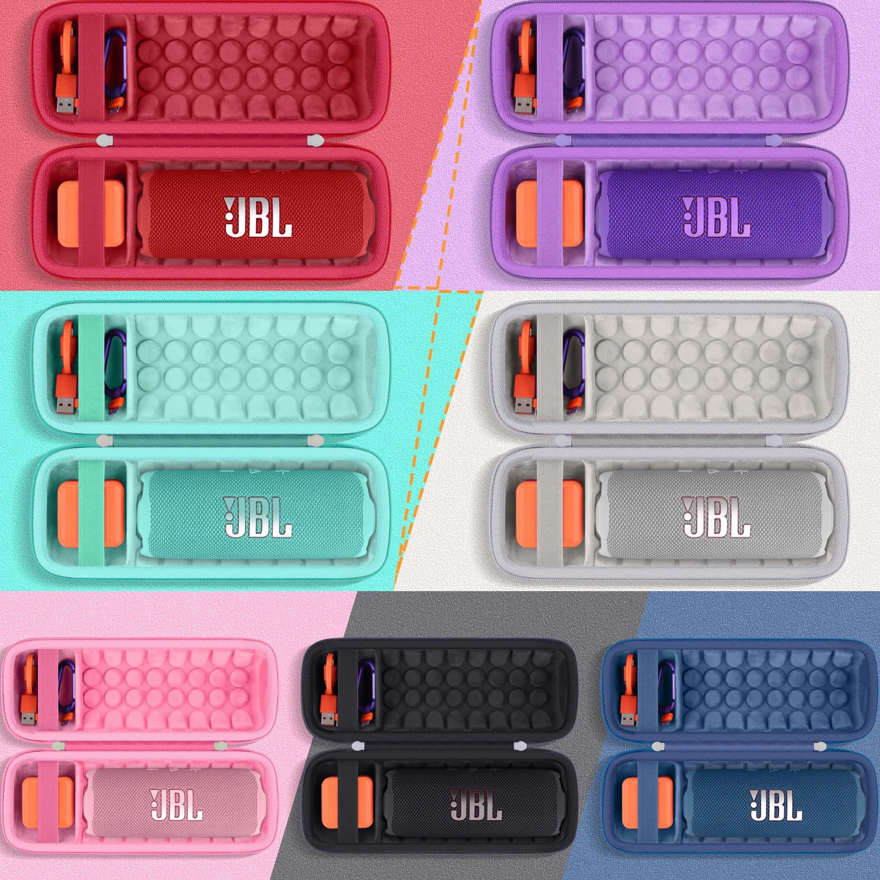 Khanka twarde etui wodoodporne do przenośnych głośników Bluetooth JBL Flip 7 / Flip 6, torebka podróżna i do przechowywania, tylko etui (Lila)