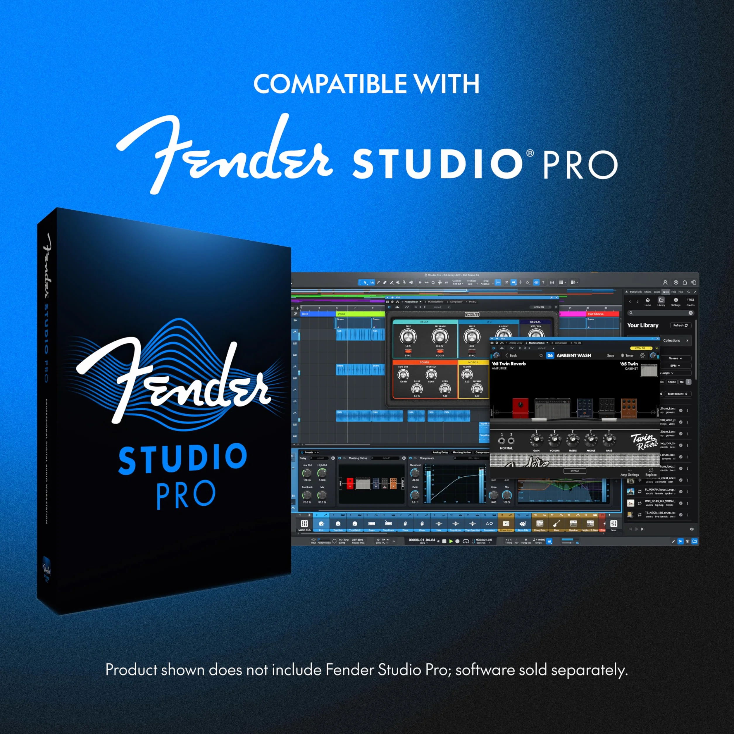 Fender AudioBox GO 2x2 USB-C Audio Interface 24-bit/96 kHz XLR Mic/Line TS Instrument Input Zero-Latency Headphone Monitoring