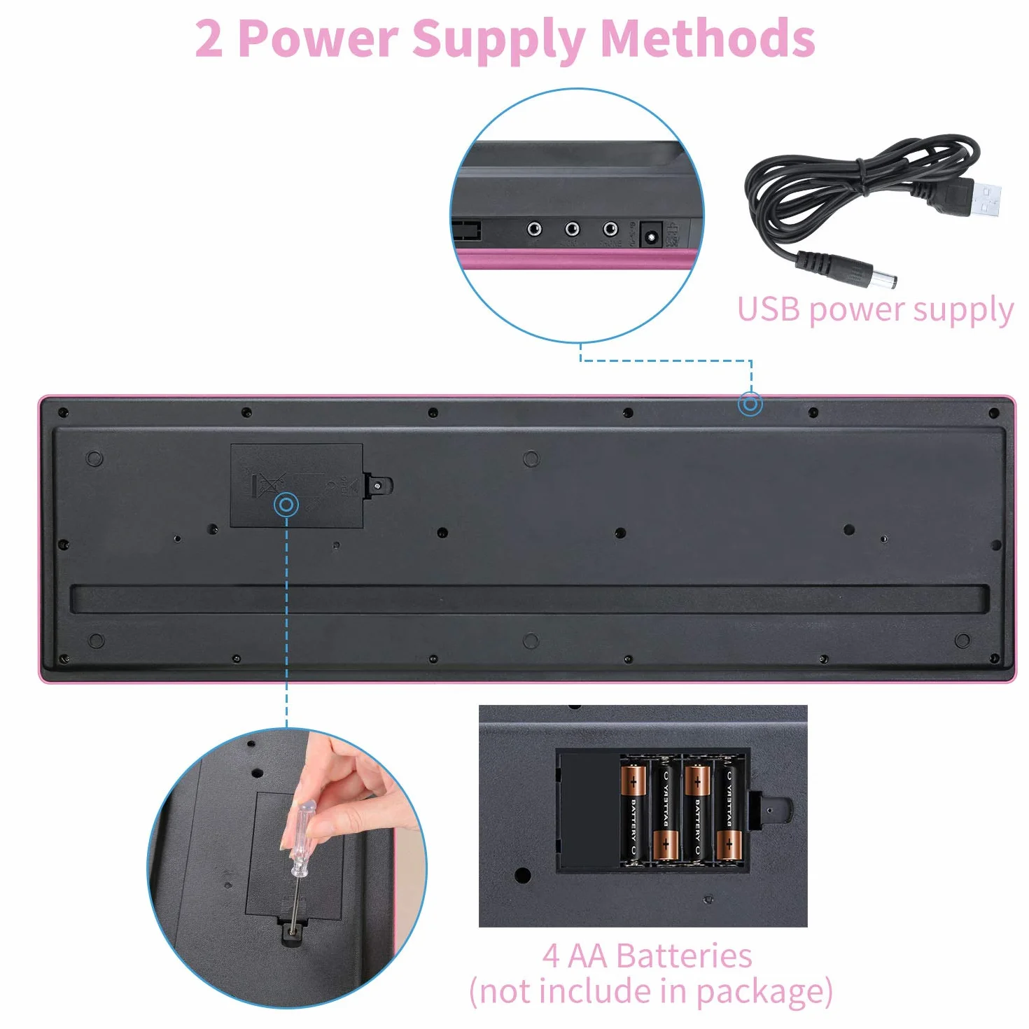 Keyboard dla dzieci z 61 przyciskami, dla początkujących, elektroniczna klawiatura, przenośna, cyfrowa klawiatura muzyczna, instrument muzyczny do wczesnej edukacji z mikrofonem i stojakiem na karteczki na nuty, prezent dla chłopców i dziewczynek