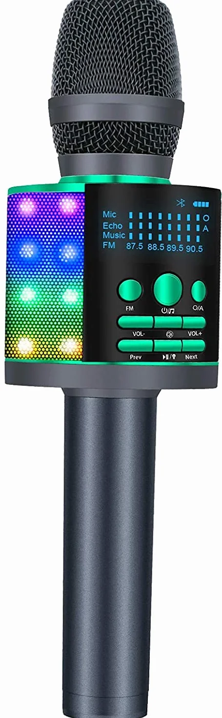 BONAOK Magic mikrofon karaoke, ulepszone bezprzewodowe nagrywanie mikrofonu Bluetooth, mikrofon dziecięcy ze zmieniaczem głosu, mikrofon FM-Bluetooth, kompatybilny z urządzeniami Bluetooth, zielony