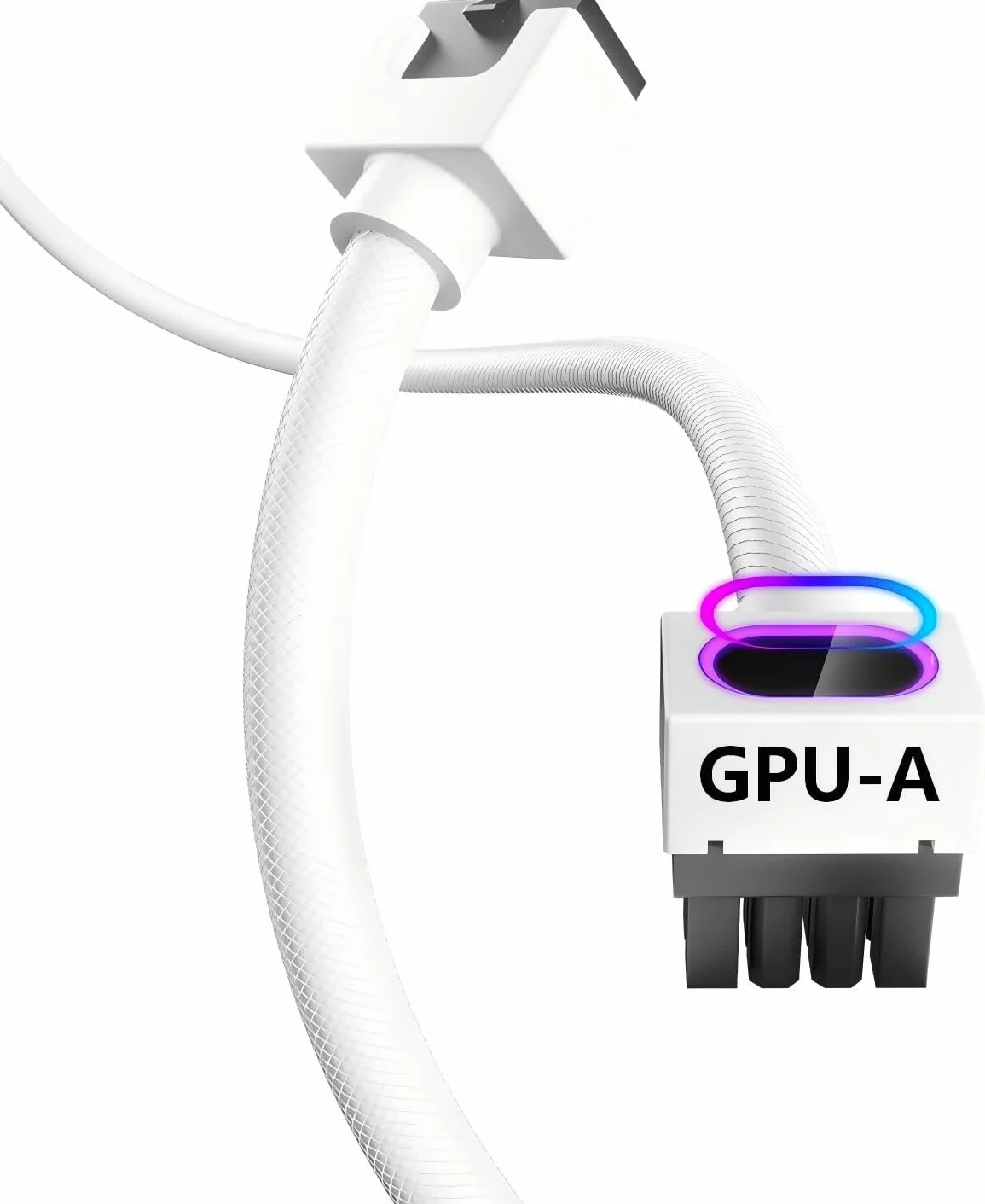 AsiaHorse Hydrus 8-Pin GPU Kabel przedłużający PCIE 18AWG Sleeved 5V ARGB Sync Biały