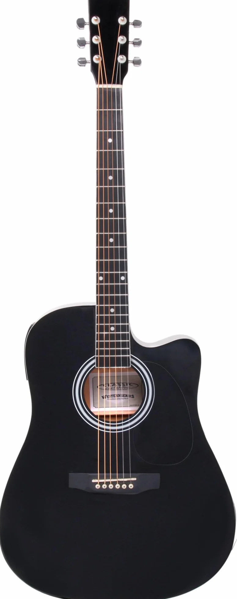 Classic Cantabile WS-10BK-CE gitara westernowa z przetwornikiem akustycznym (akustyka i wzmocniona, Dreadnought, Cutaway, 3-pasmowy EQ + Presence, tuner z LCD, XLR i jack, kolor czarny, wysoki połysk