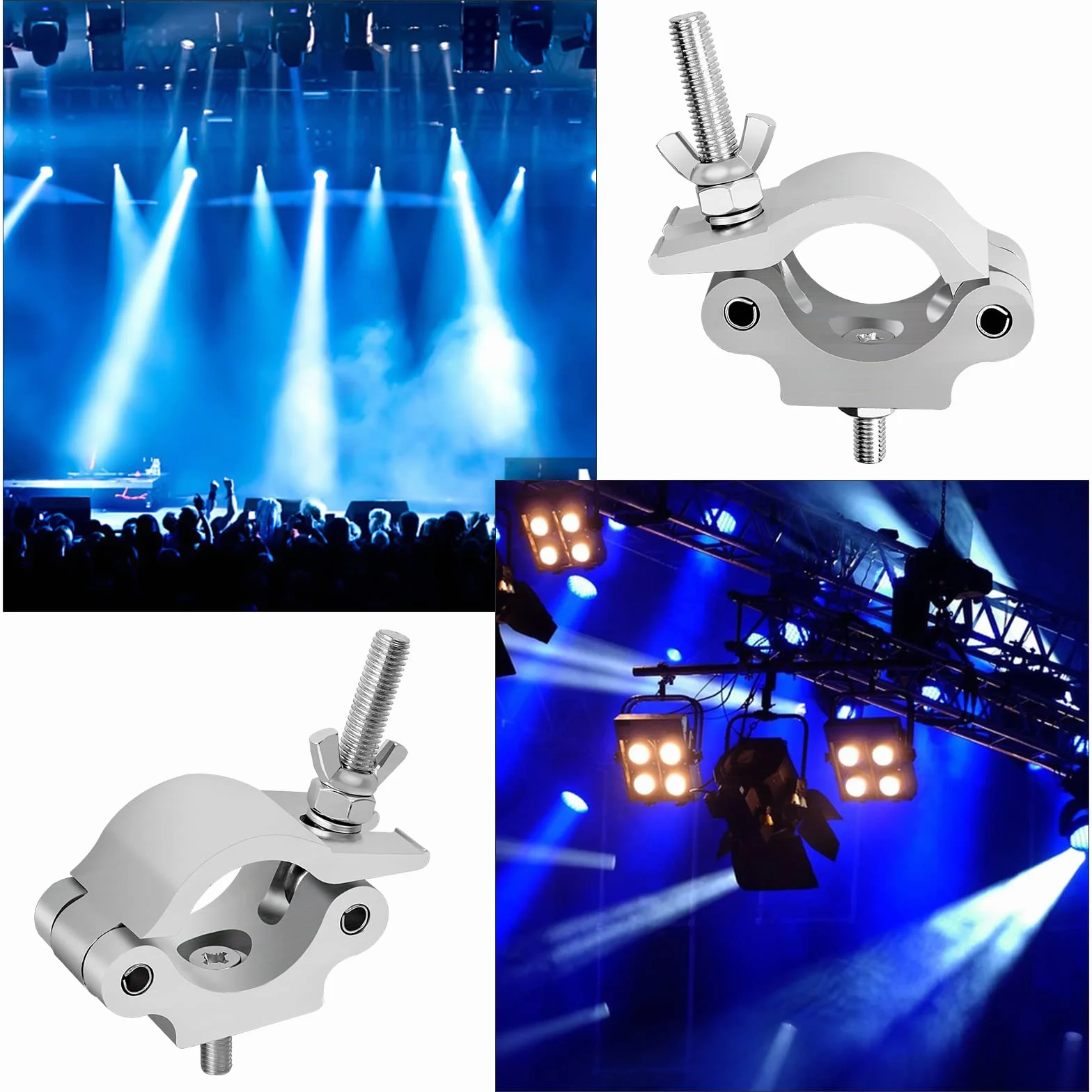 2 sztuki uchwytów zaciskowych typu O, ze stopu aluminium, do montażu na trawersie 38-54 mm, do połowy pary, do oświetlenia scenicznego DJ, akcesoria Truss do reflektorów Par Light, obciążenie 150 kg