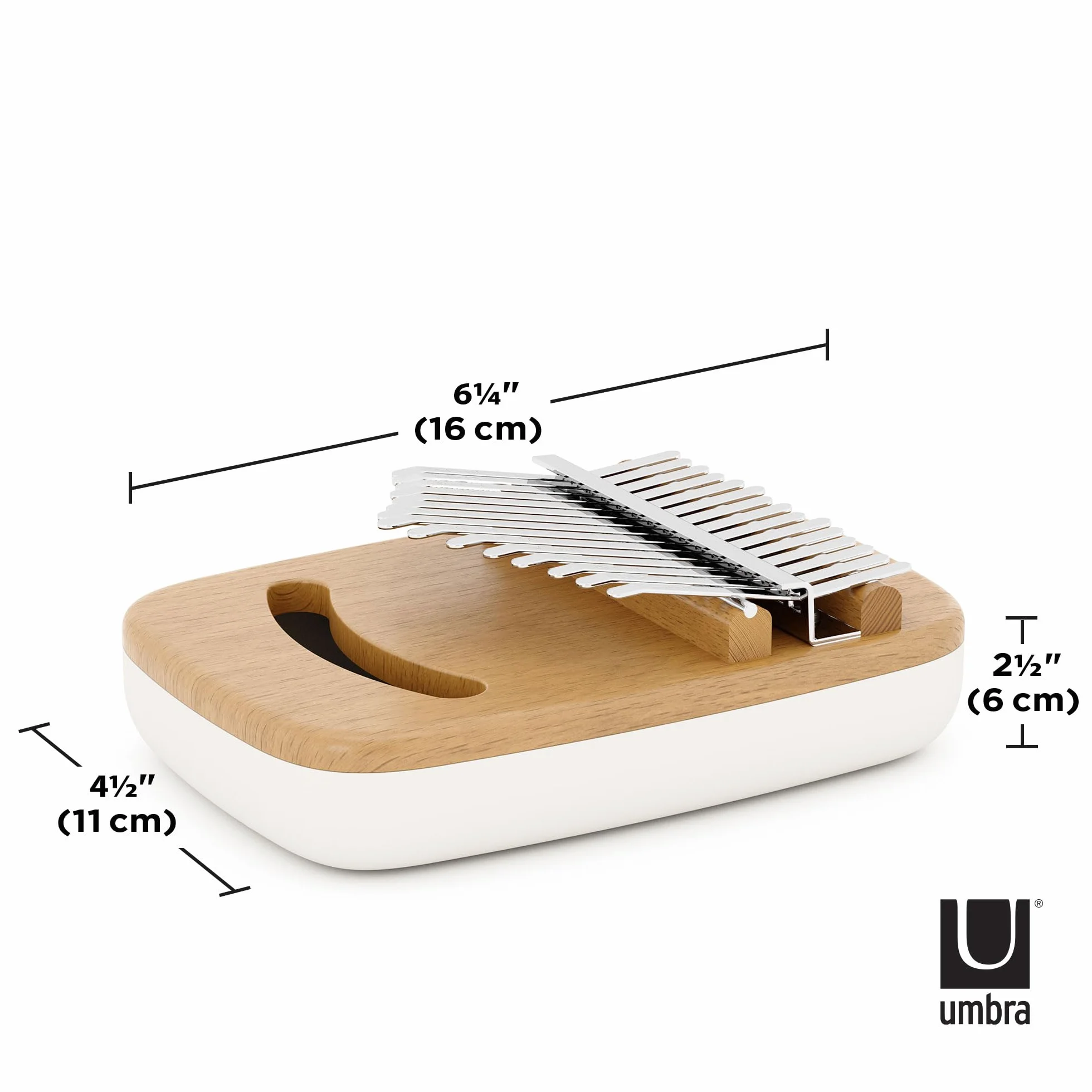 Umbra Strumba Kalimba pianino na kciuk z 15 przyciskami, przenośne pianino na palce, dekoracyjny instrument muzyczny ze zintegrowaną półką na nuty muzyczne